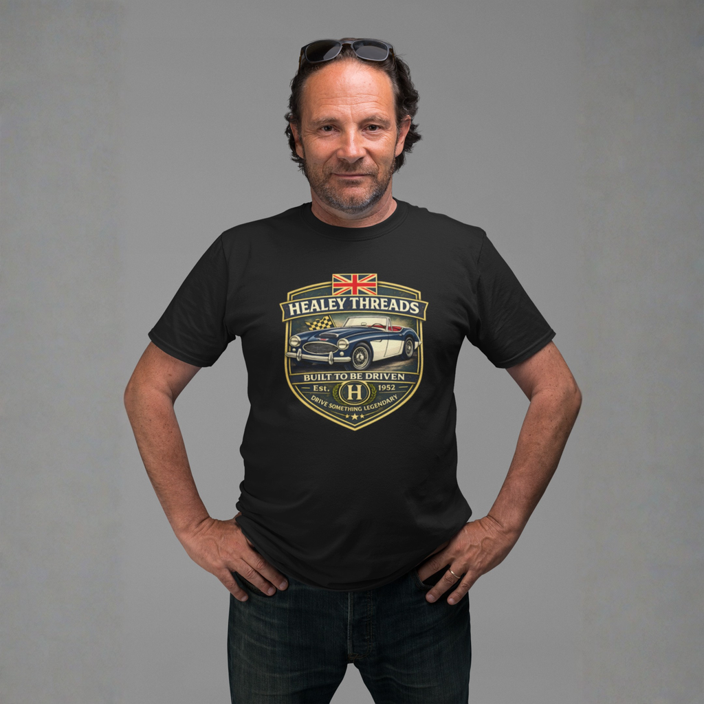 Vintage British Roadster Badge Tee | Classic Racing Shirt