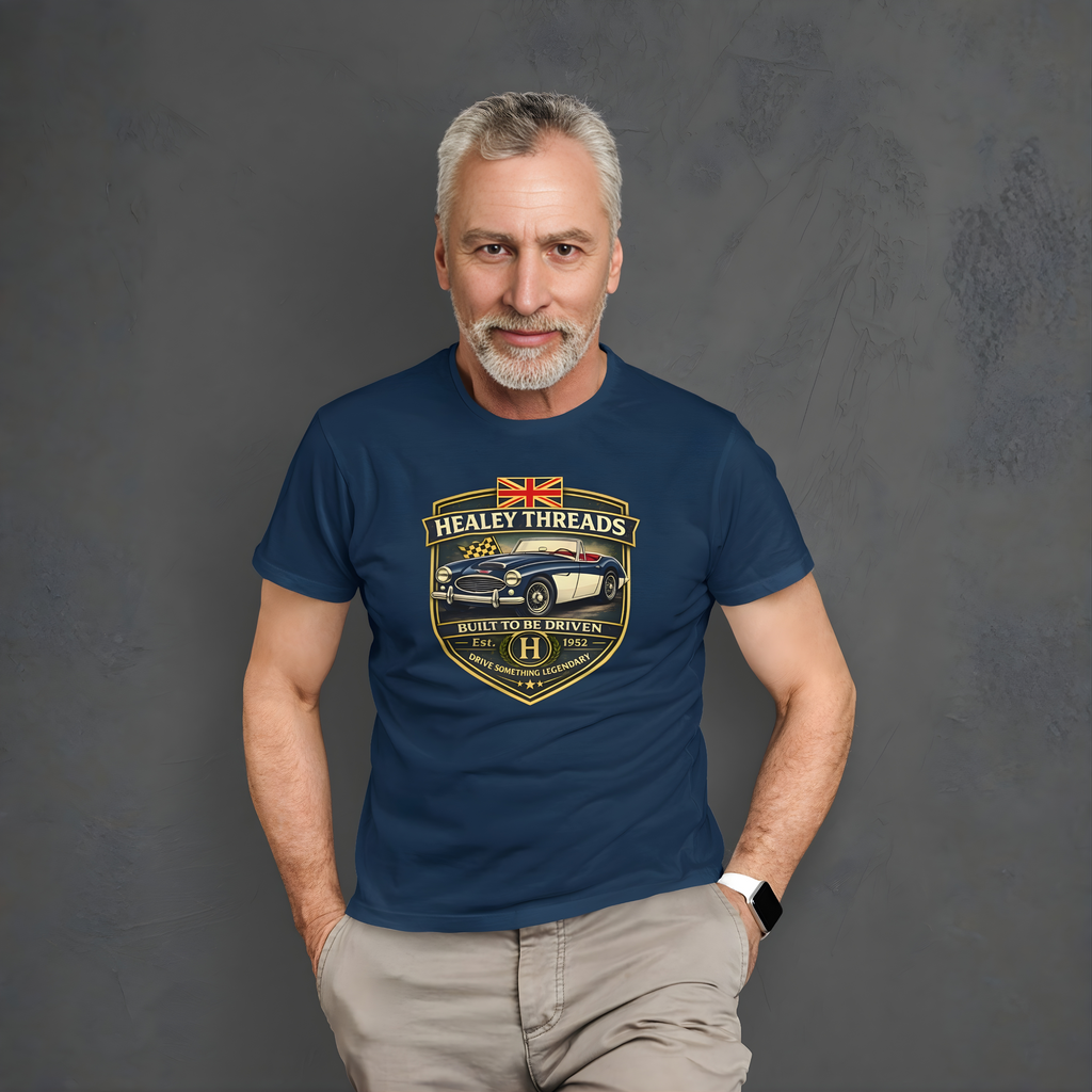 Vintage British Roadster Badge Tee | Classic Racing Shirt