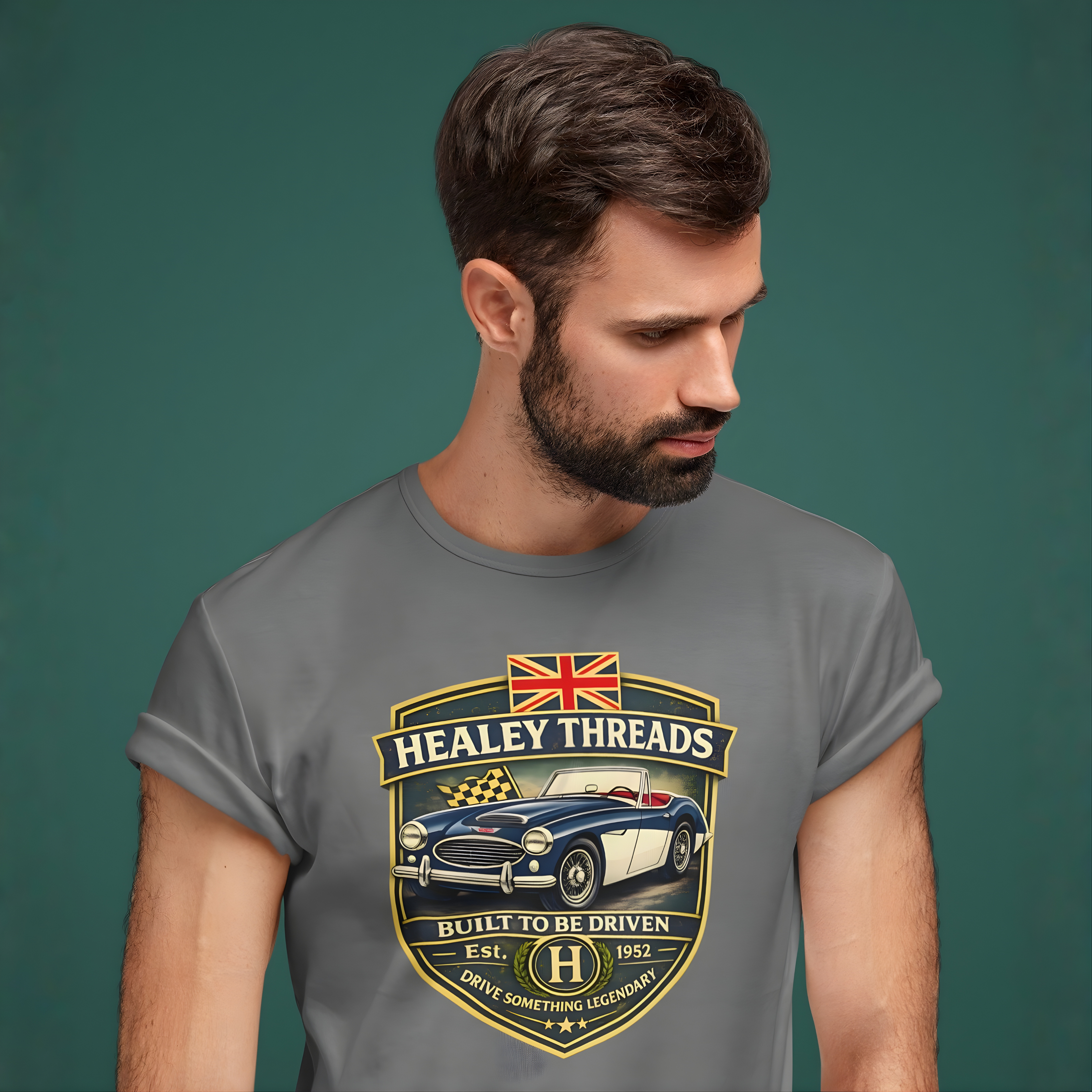 Vintage British Roadster Badge Tee | Classic Racing Shirt