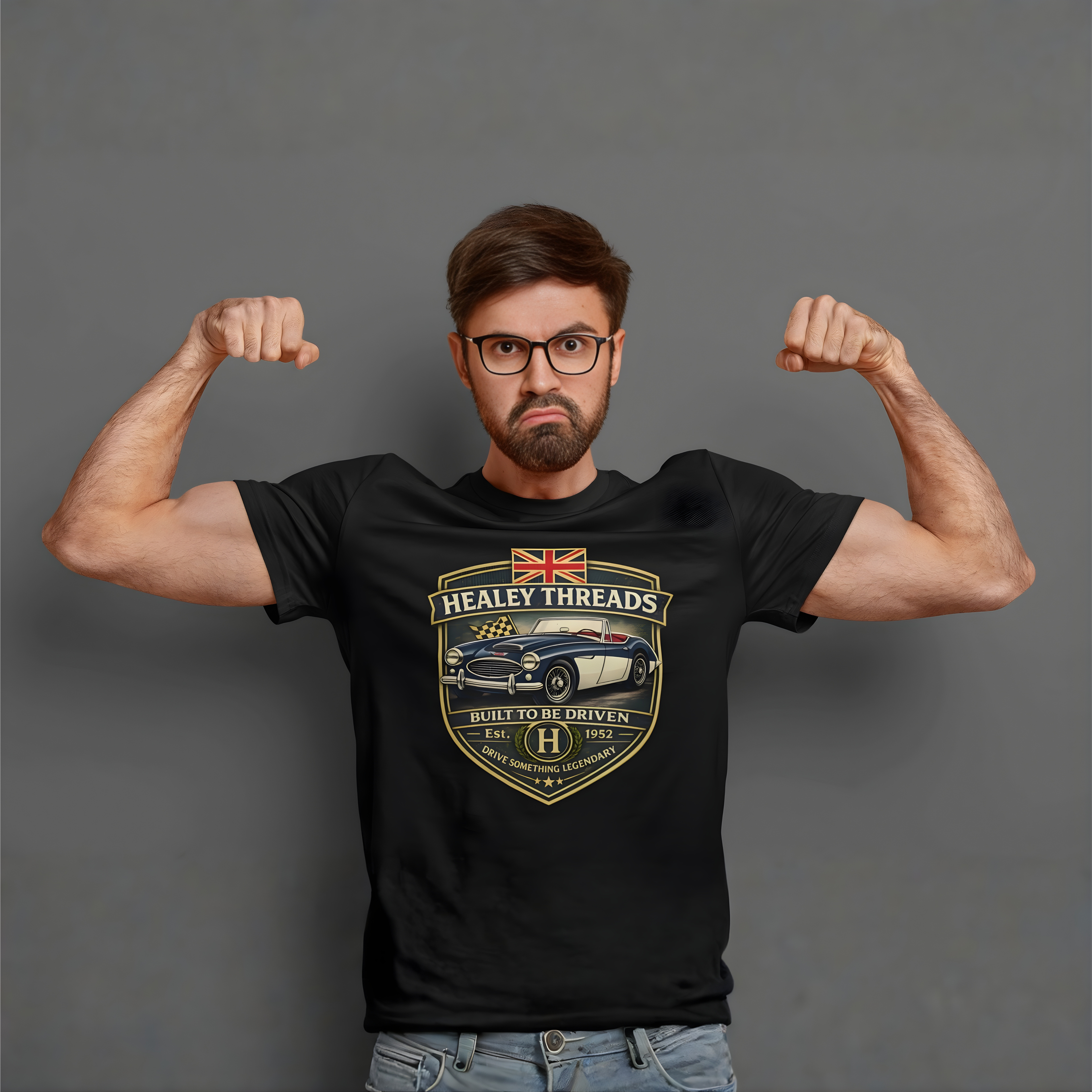 Vintage British Roadster Badge Tee | Classic Racing Shirt