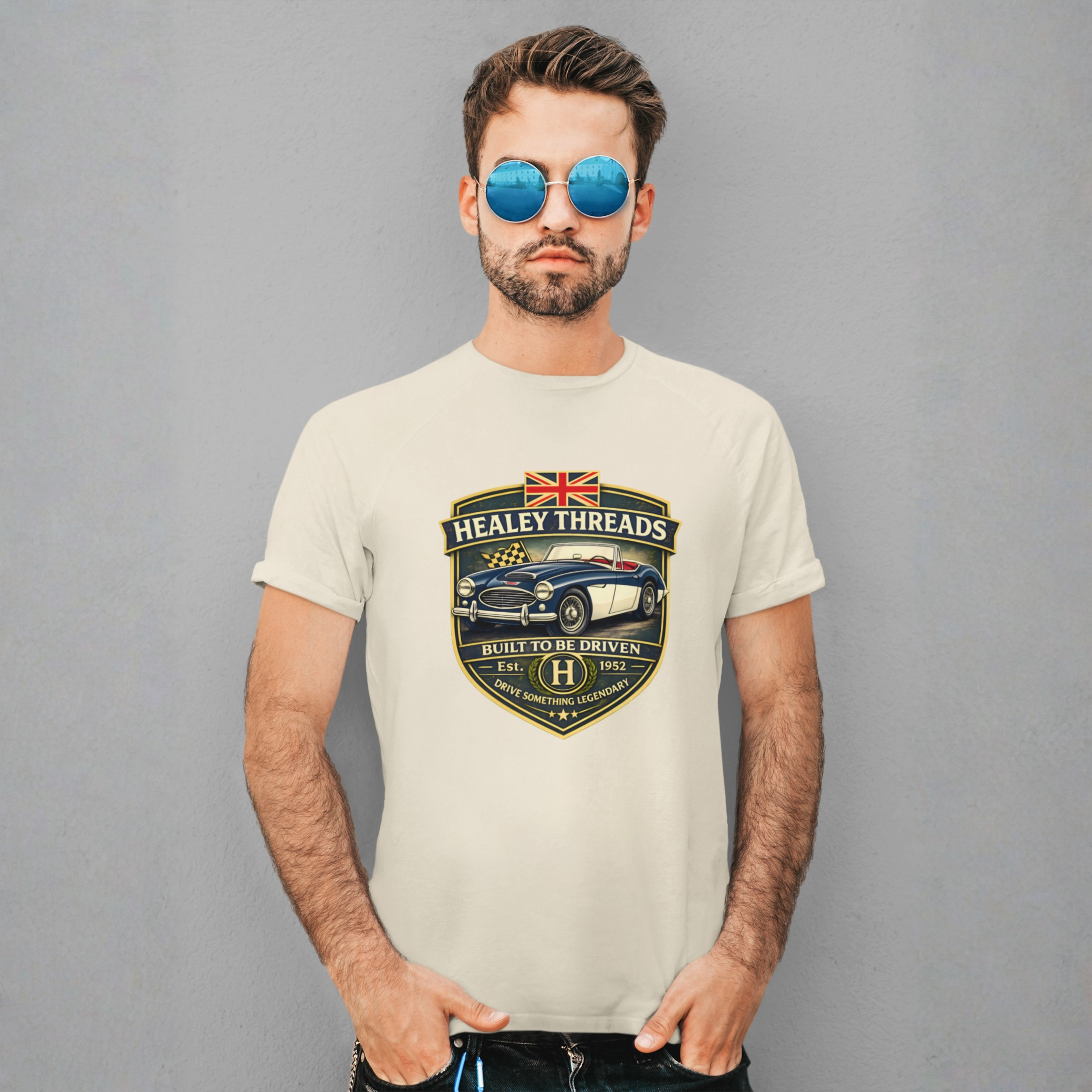 Vintage British Roadster Badge Tee | Classic Racing Shirt