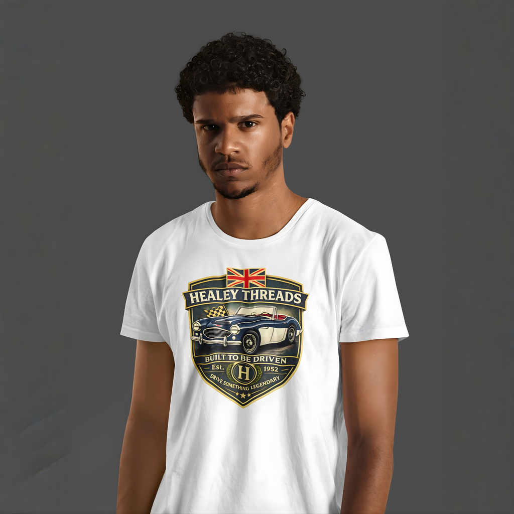 Vintage British Roadster Badge Tee | Classic Racing Shirt