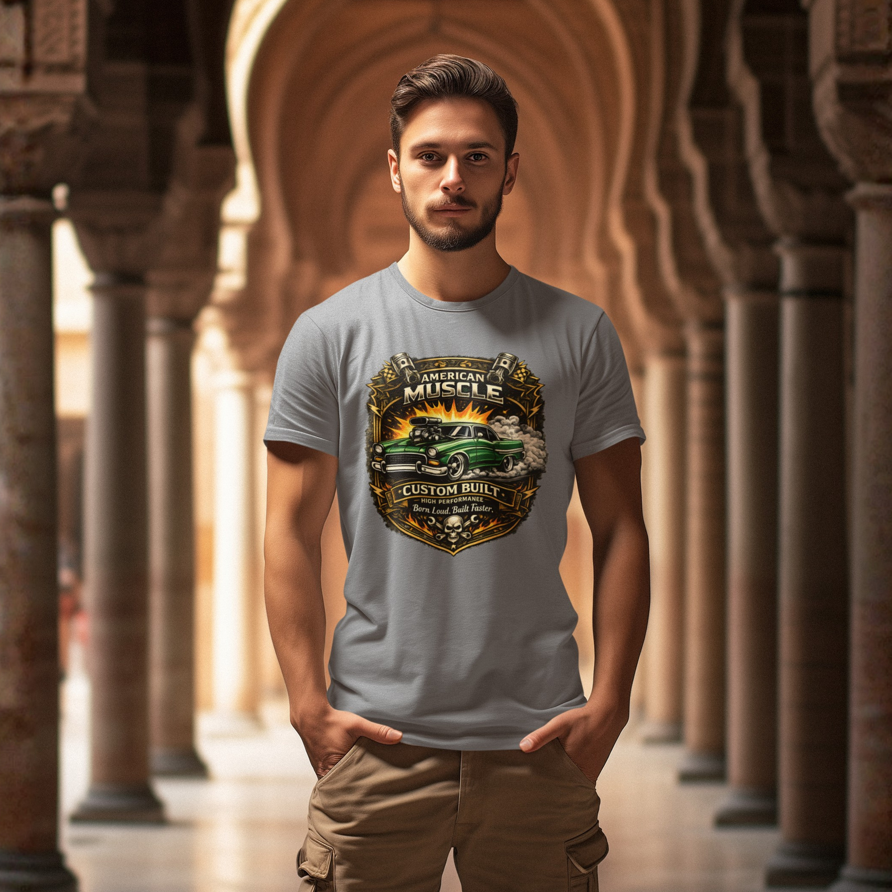 American Muscle Custom Built Tee | Retro Hot Rod Shirt