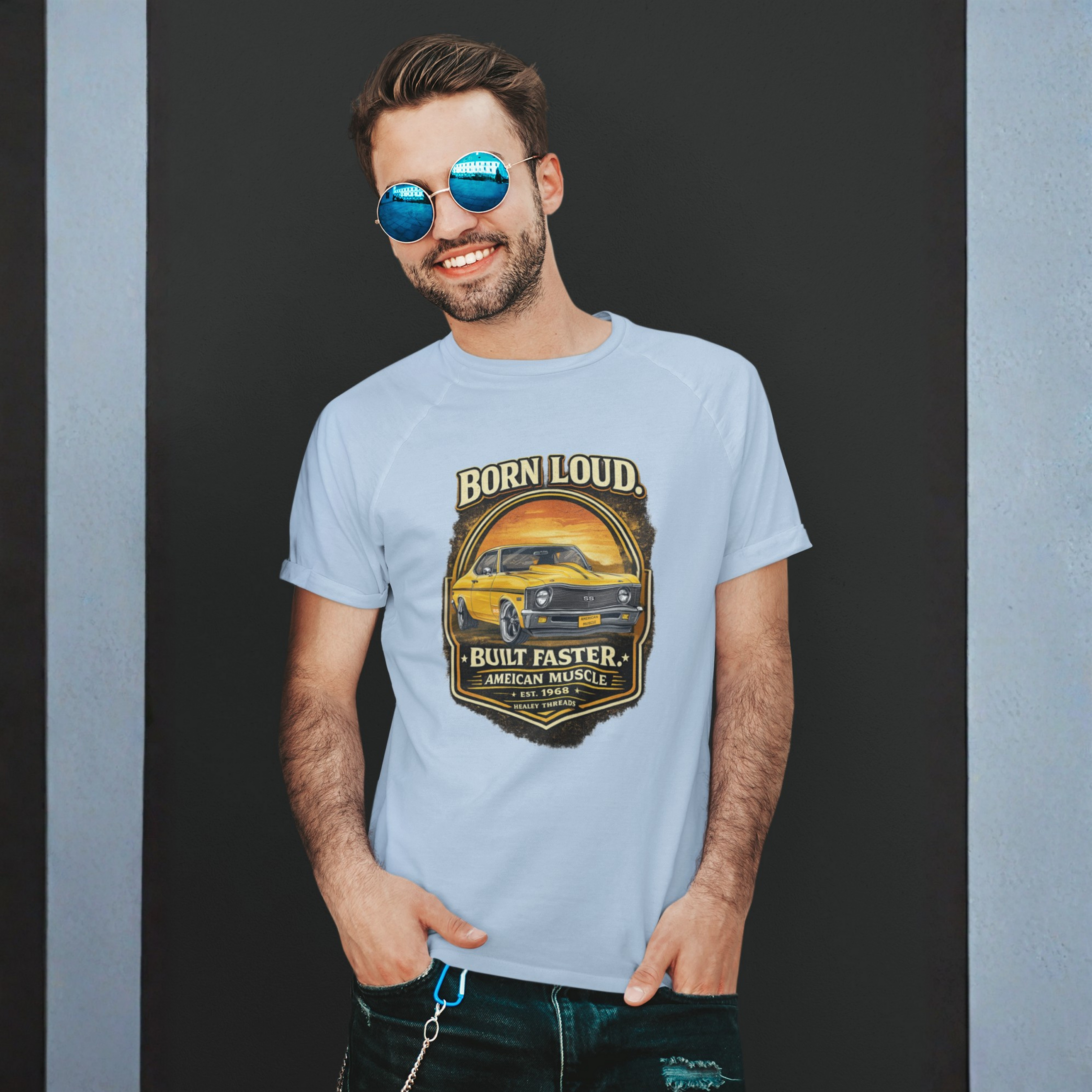 Chevy Nova SS T-Shirt - Born Loud Built Faster Muscle Tee