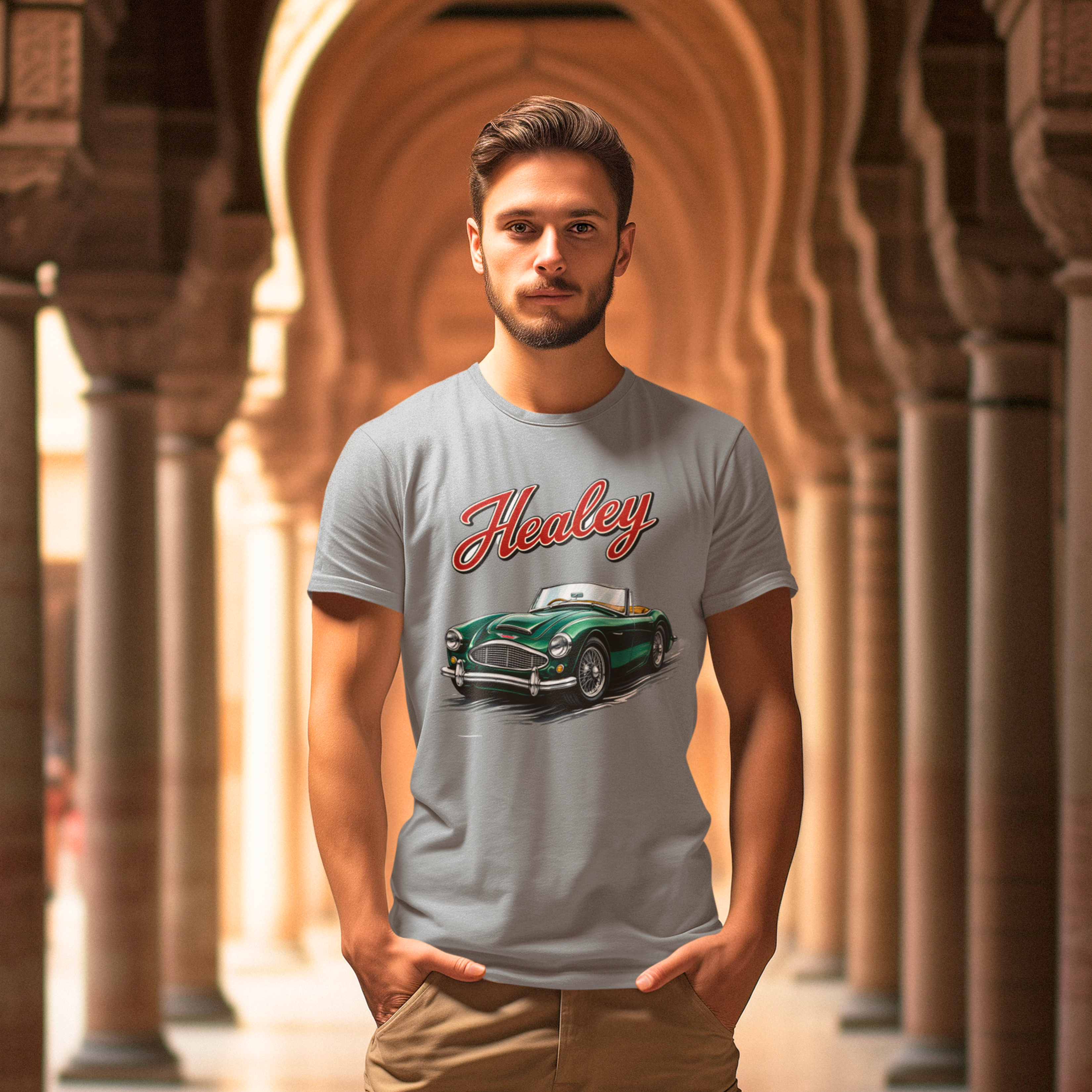 Healey Classic Car T-Shirt | Vintage Green Sports Car Tee