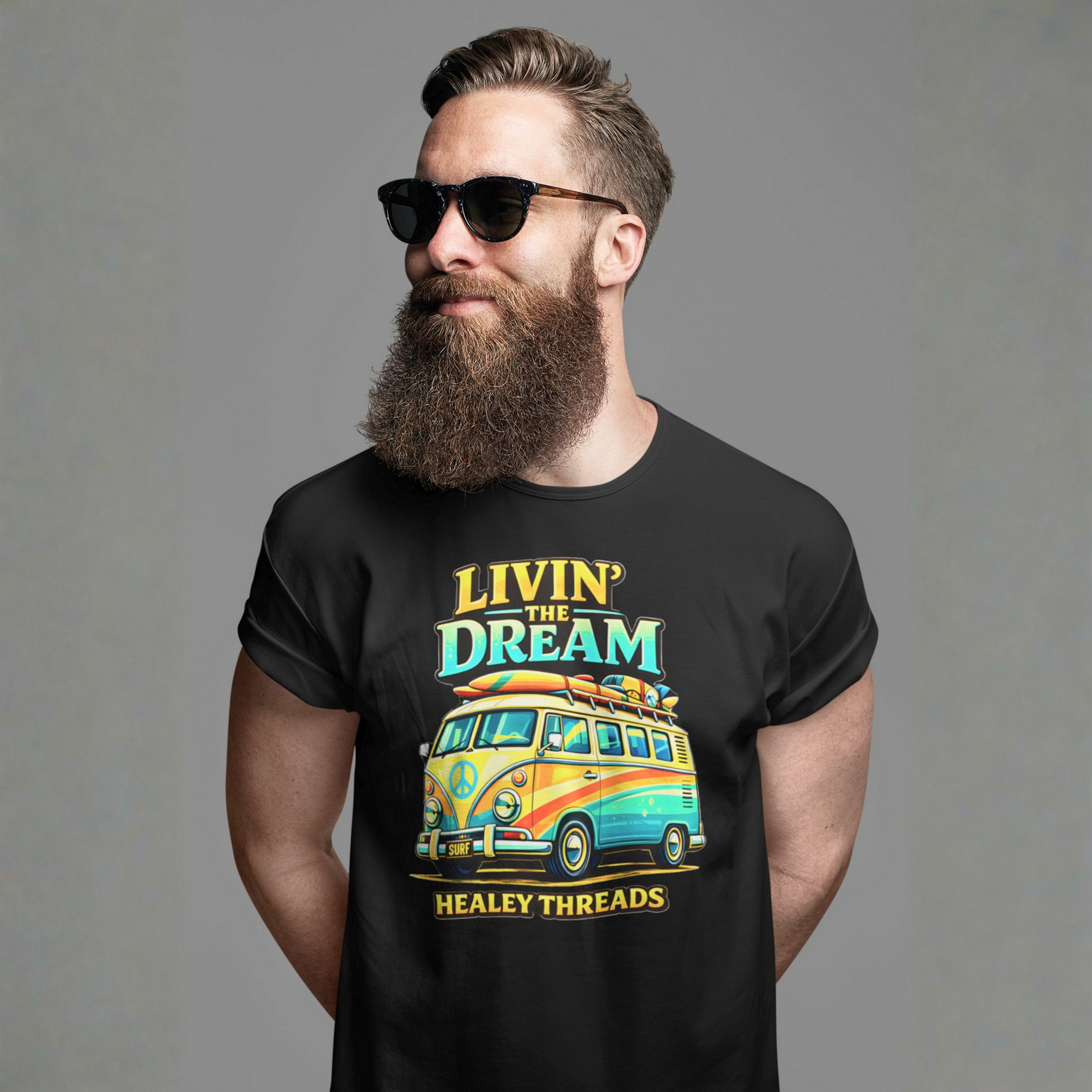 Livin' the Dream Retro Surf Van T-Shirt - Healey Threads Tee