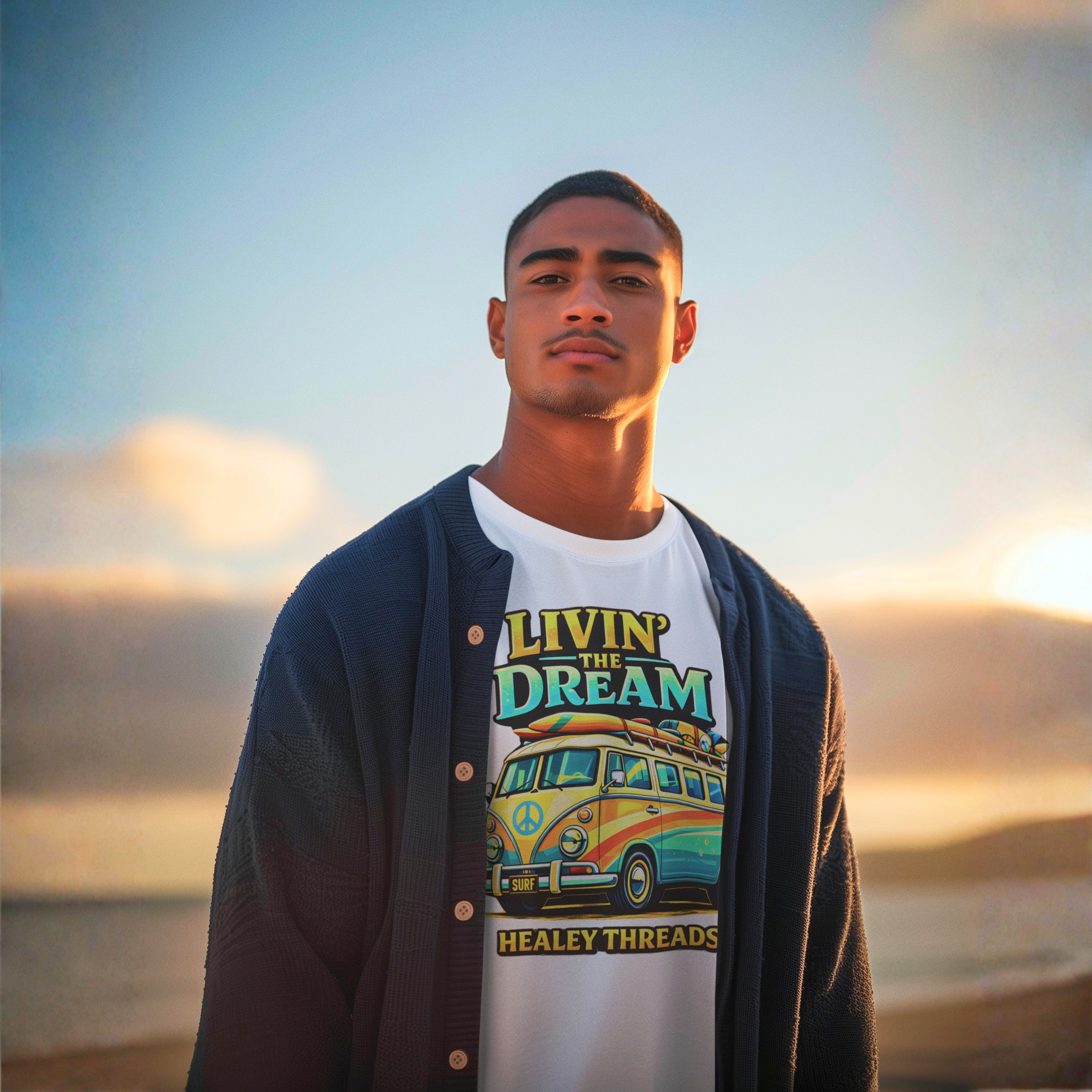 Livin' the Dream Retro Surf Van T-Shirt - Healey Threads Tee