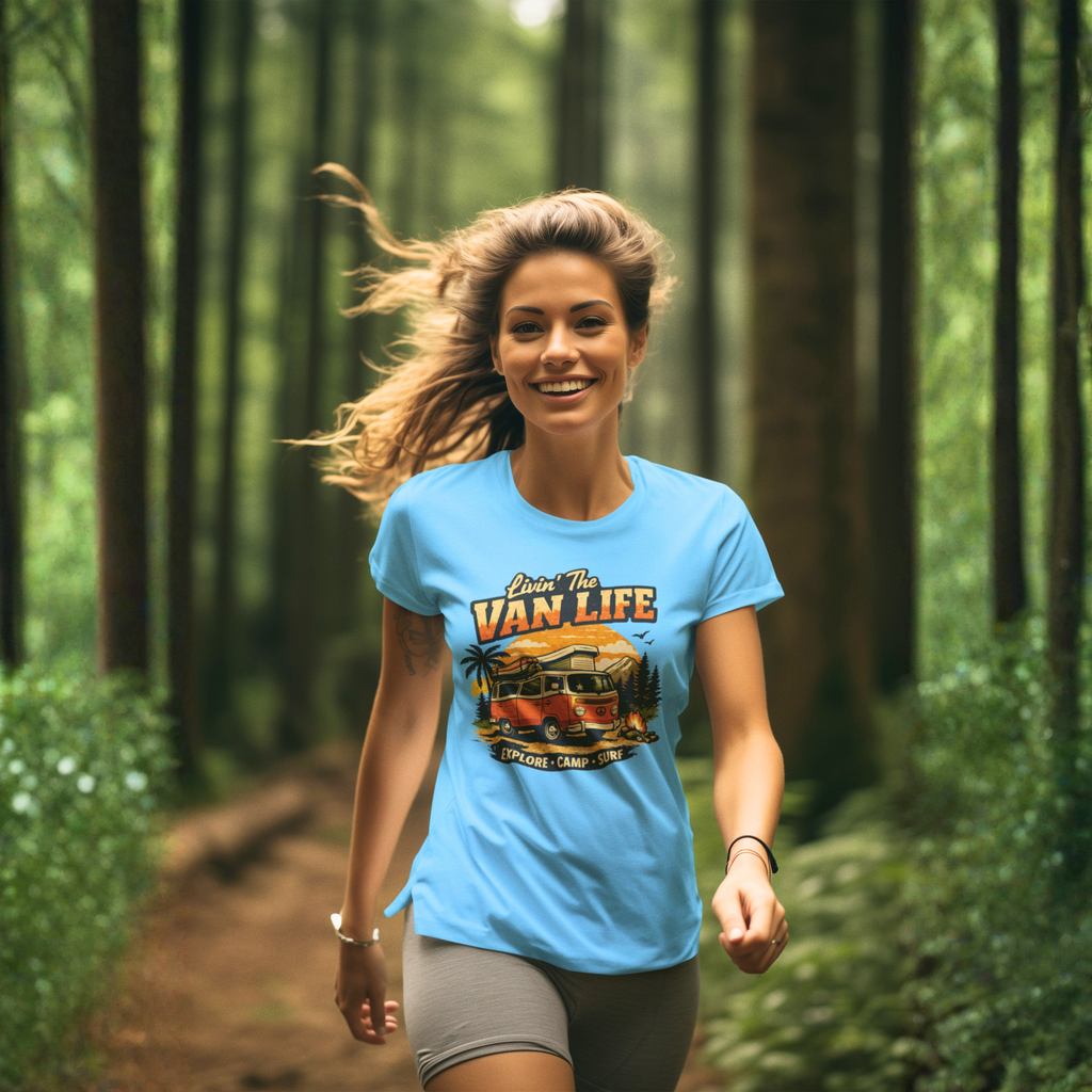Van Life T-Shirt - "Livin' The Van Life" Retro Camper Graphic