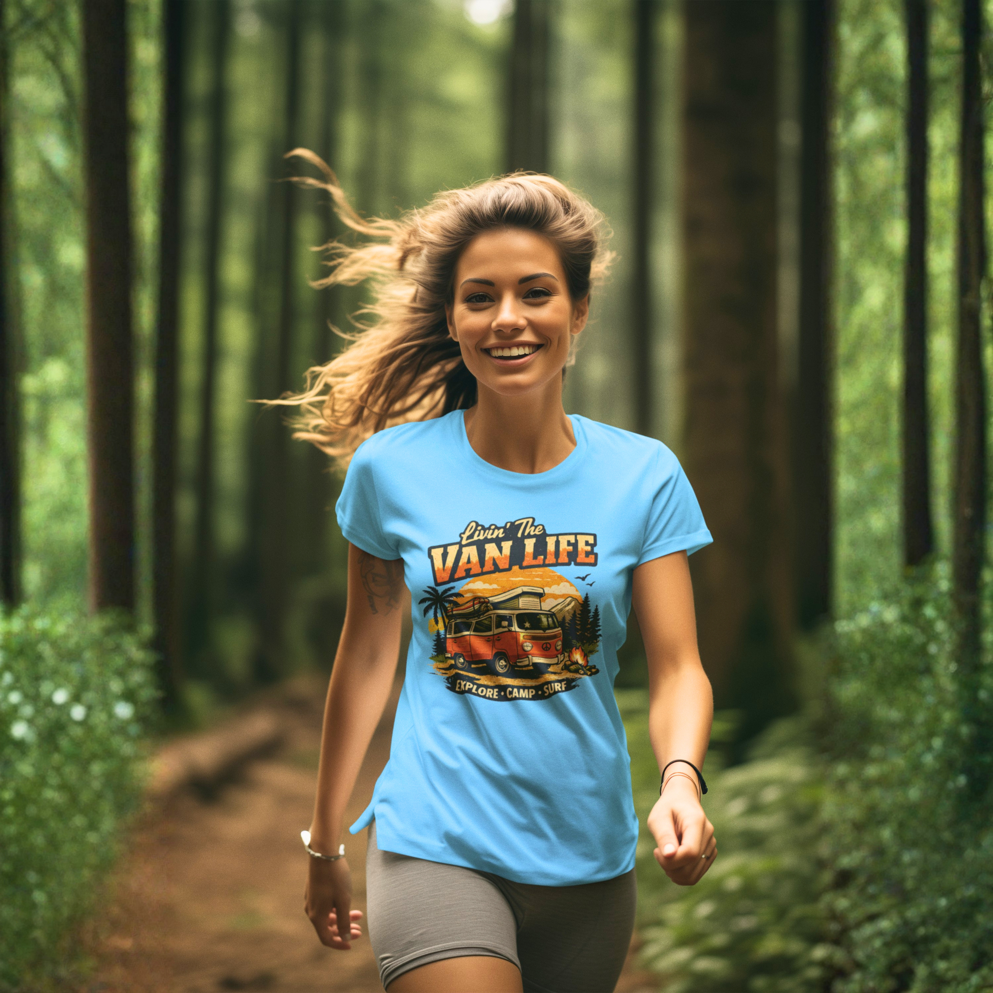 Van Life T-Shirt - "Livin' The Van Life" Retro Camper Graphic