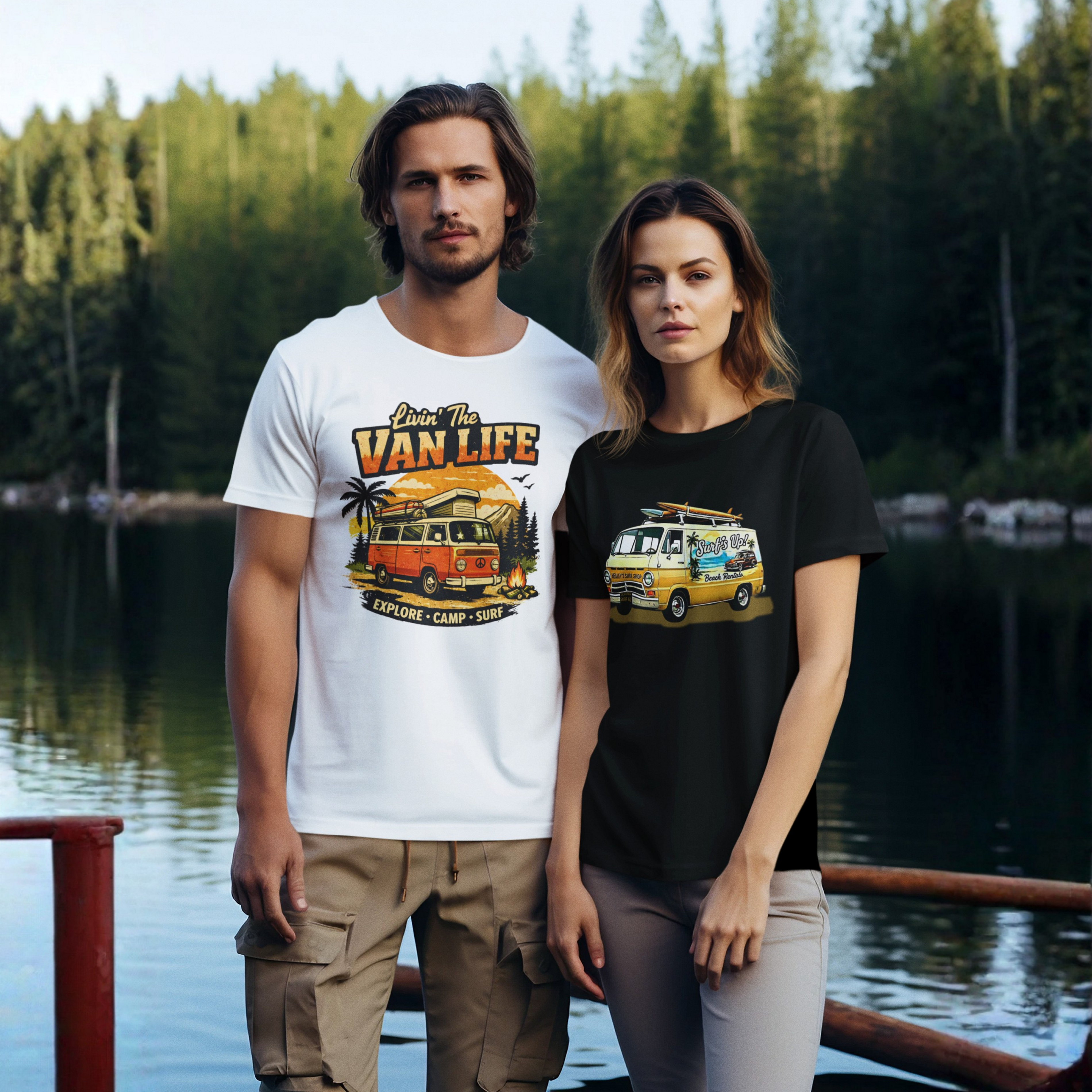 Surf's Up Retro Surf Van T-Shirt - Healey's Surf Shop Tee