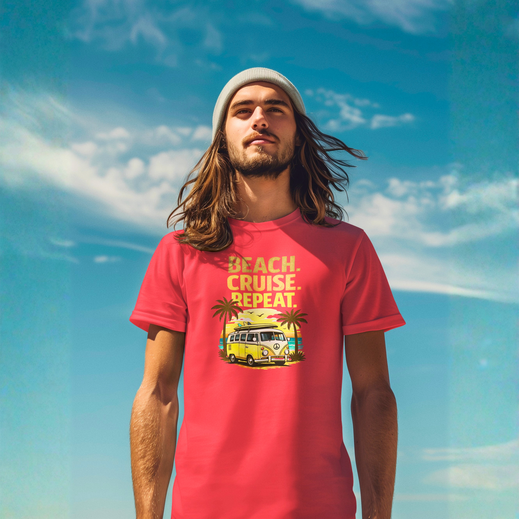 Beach Cruise Repeat T-Shirt - Retro Van Graphic Tee