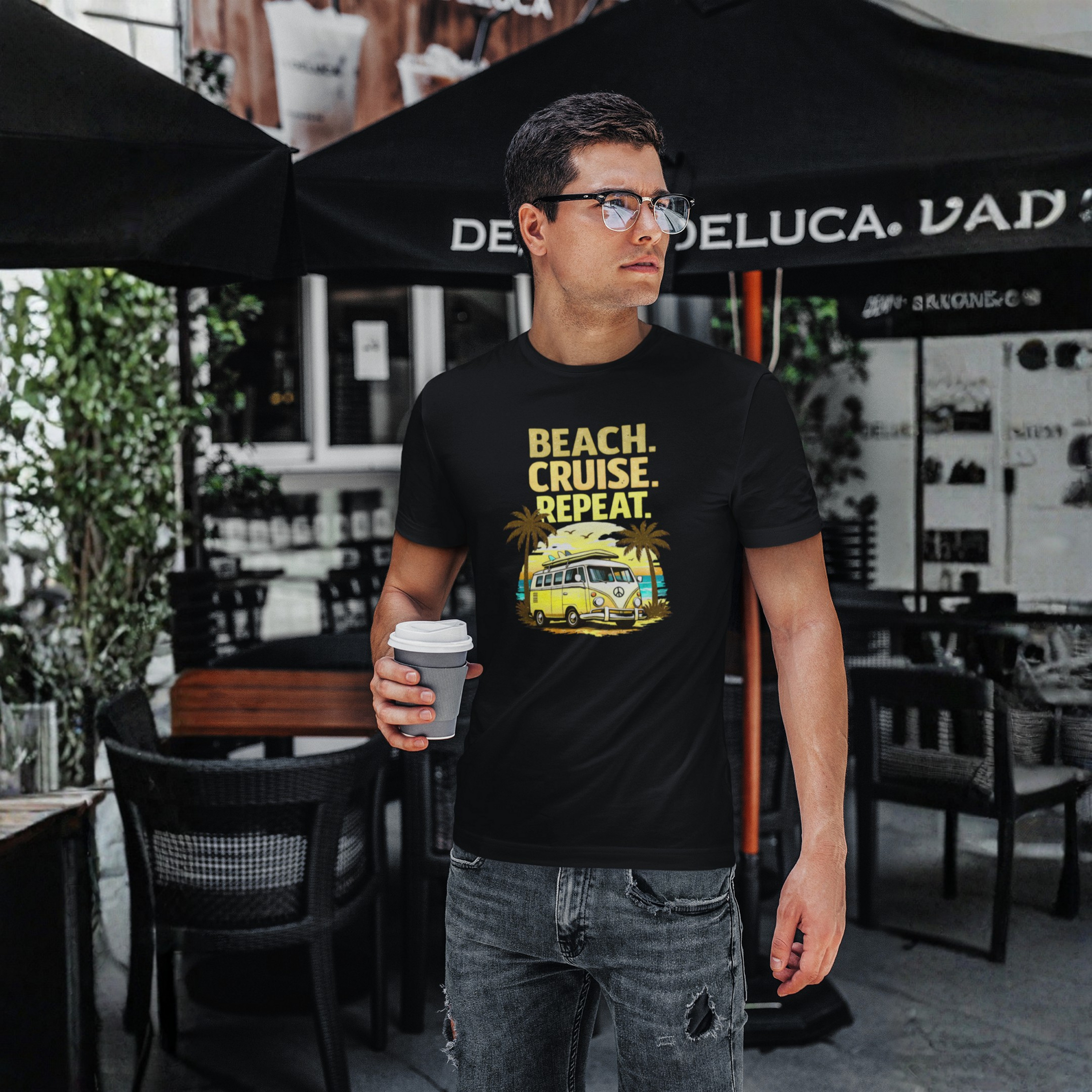 Beach Cruise Repeat T-Shirt - Retro Van Graphic Tee