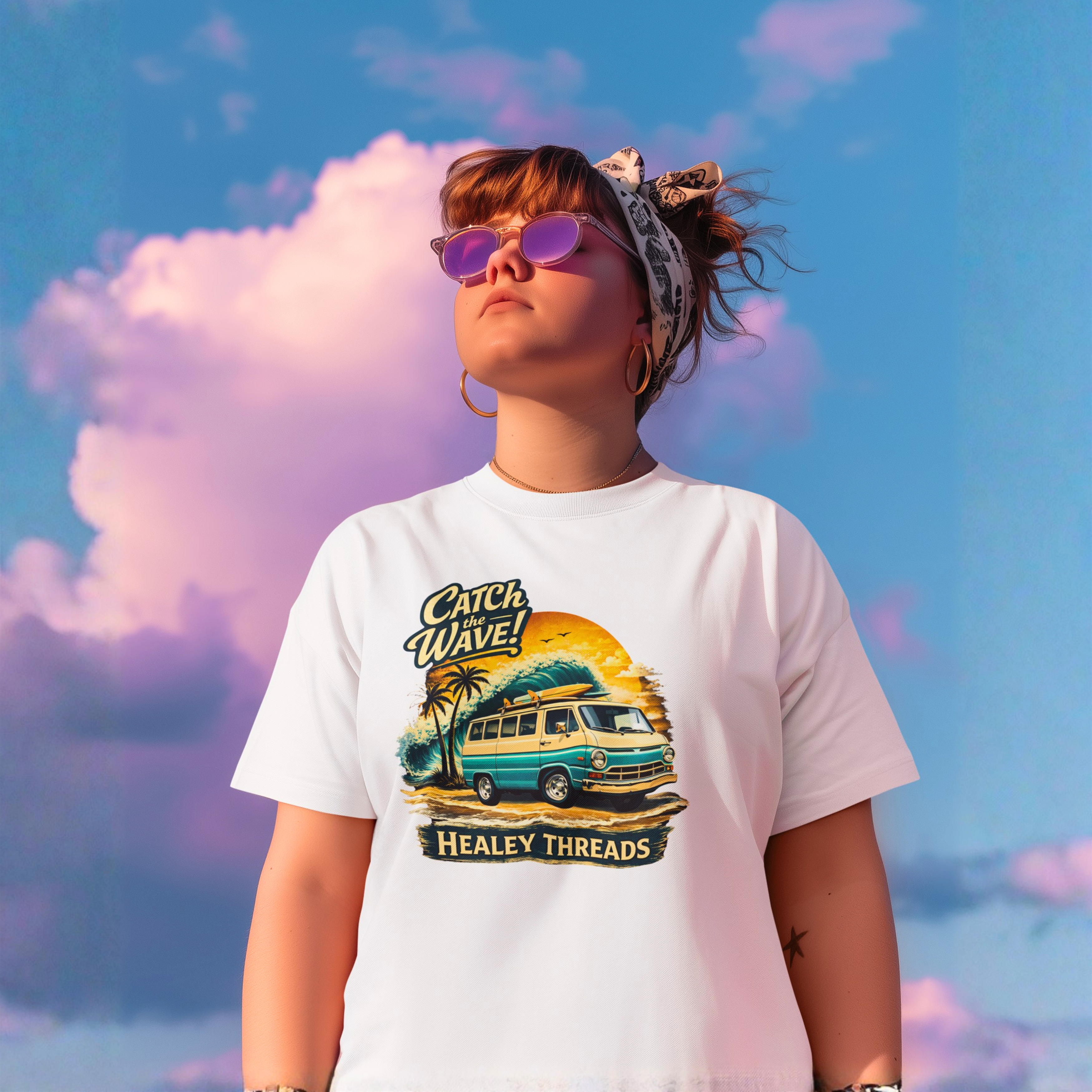 Retro Surf Van Graphic Tee - Catch the Wave Shirt
