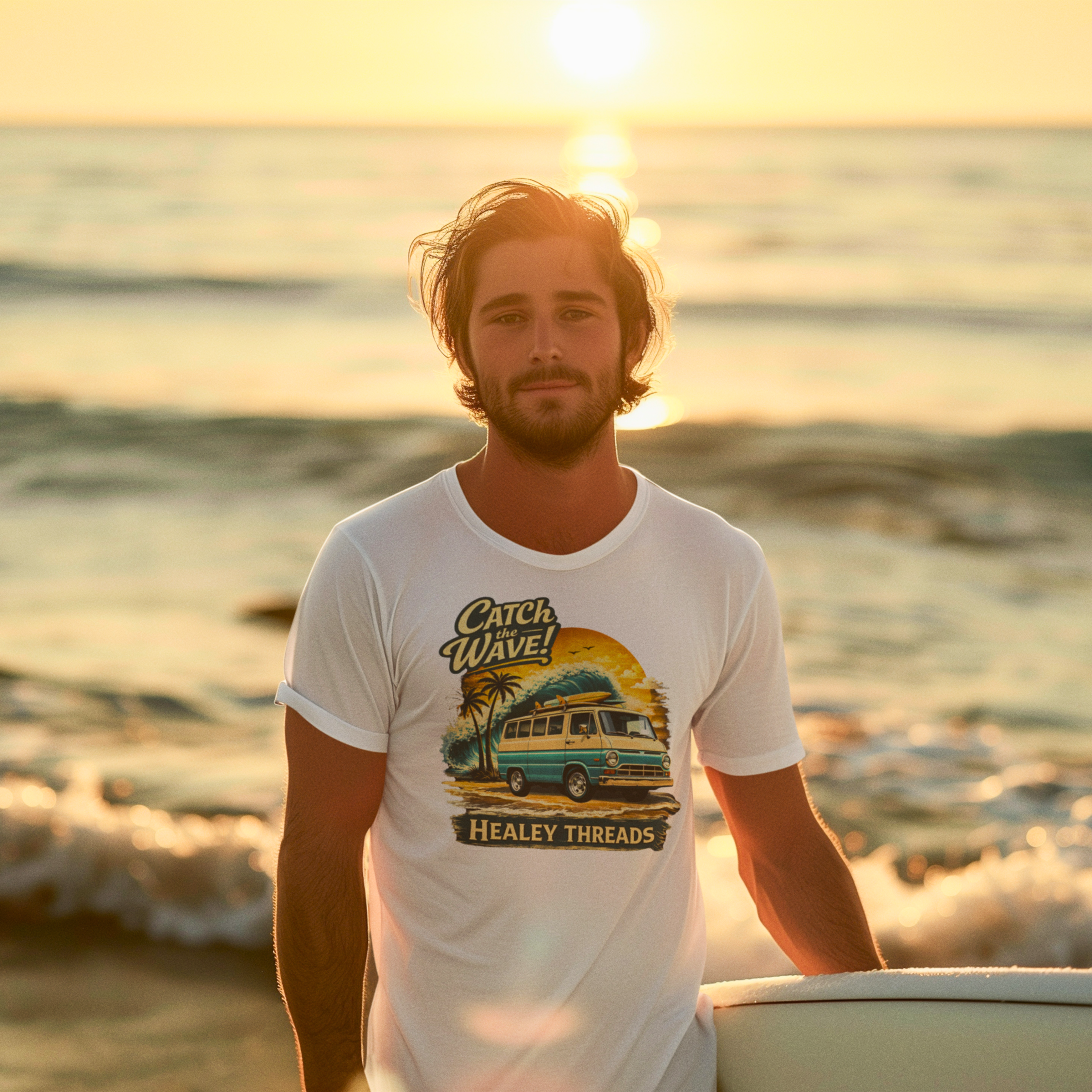 Retro Surf Van Graphic Tee - Catch the Wave Shirt