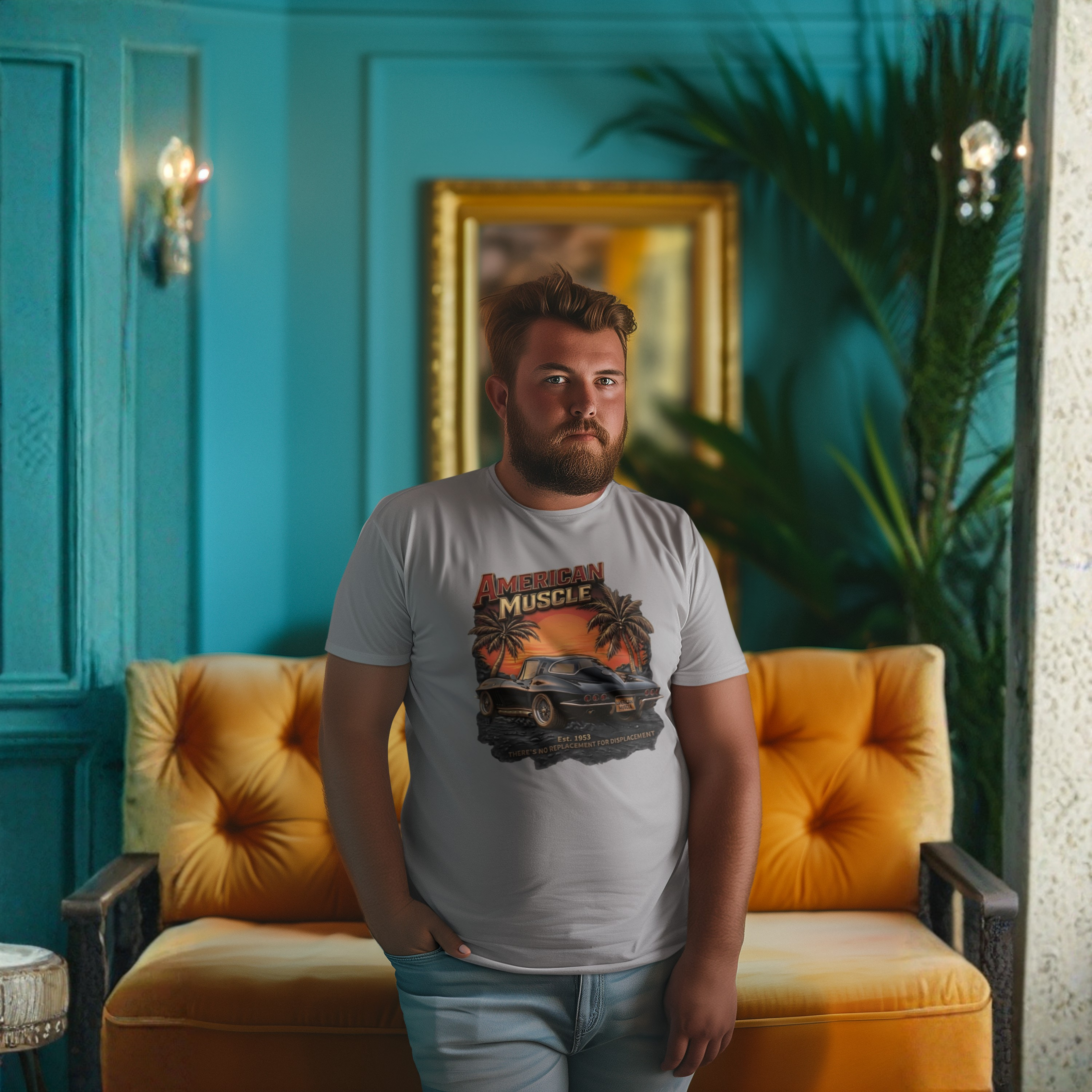 American Muscle Sunset T-Shirt - Retro Sports Car Tee