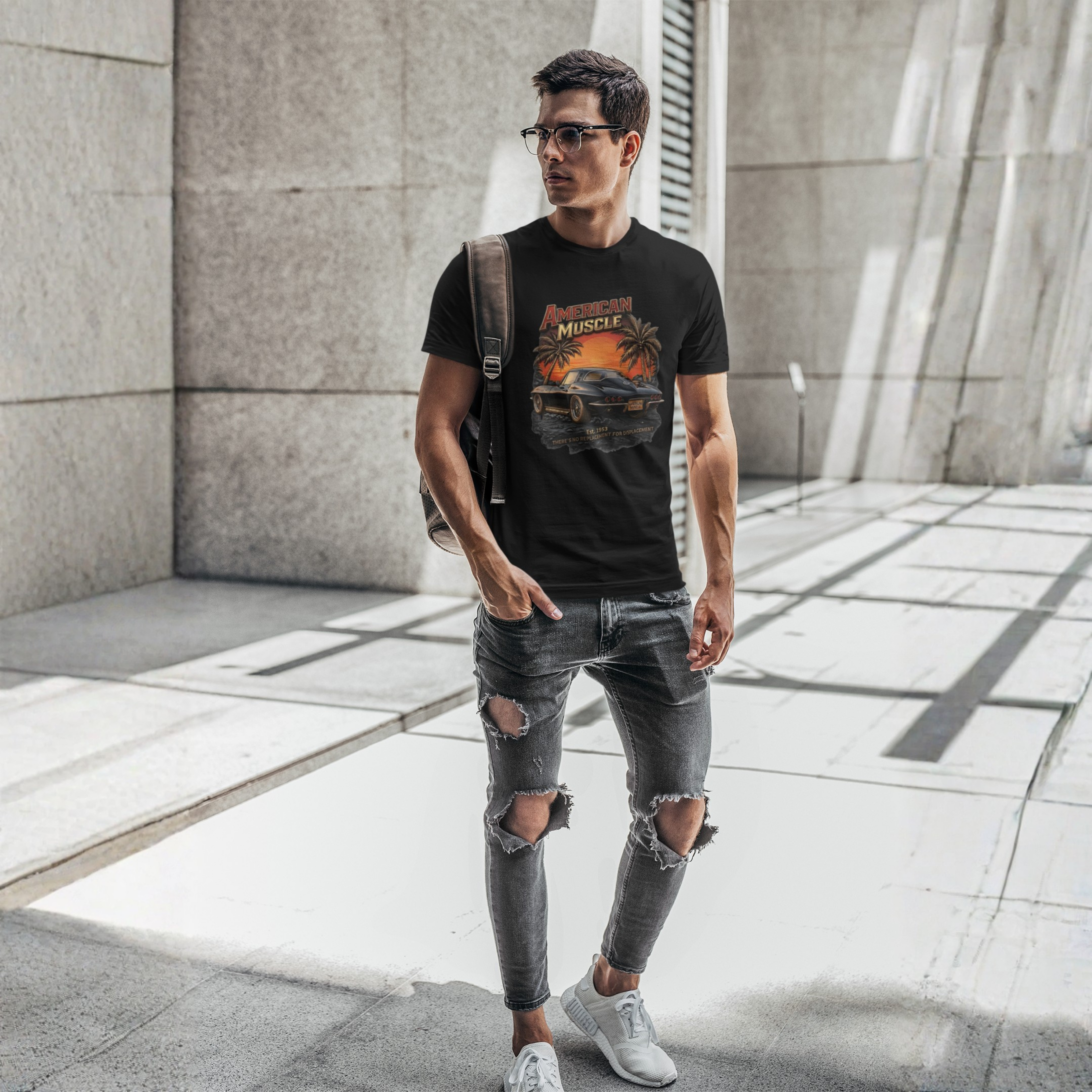 American Muscle Sunset T-Shirt - Retro Sports Car Tee