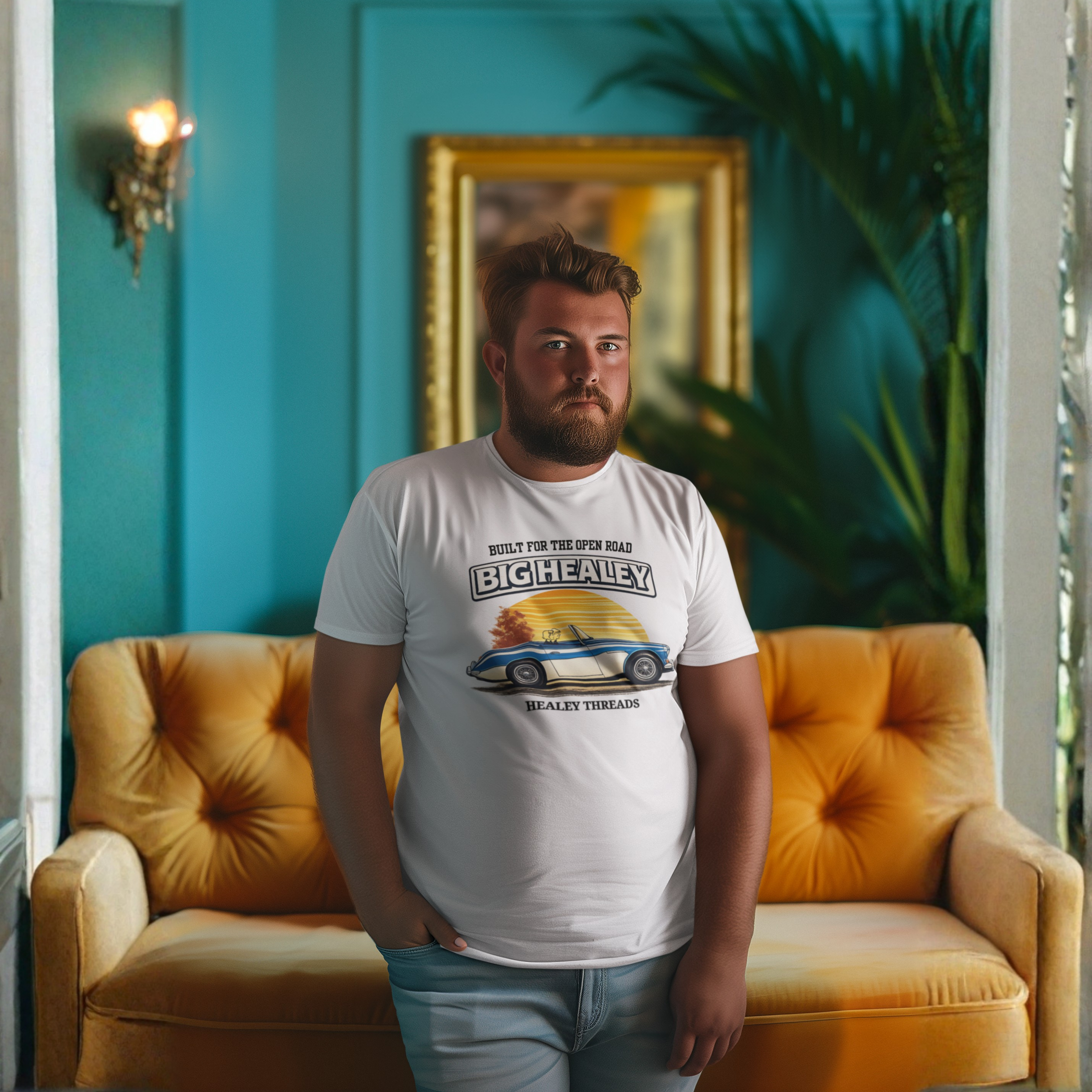 Big Healey T-Shirt — Retro Sunset Austin Healey Graphic Tee