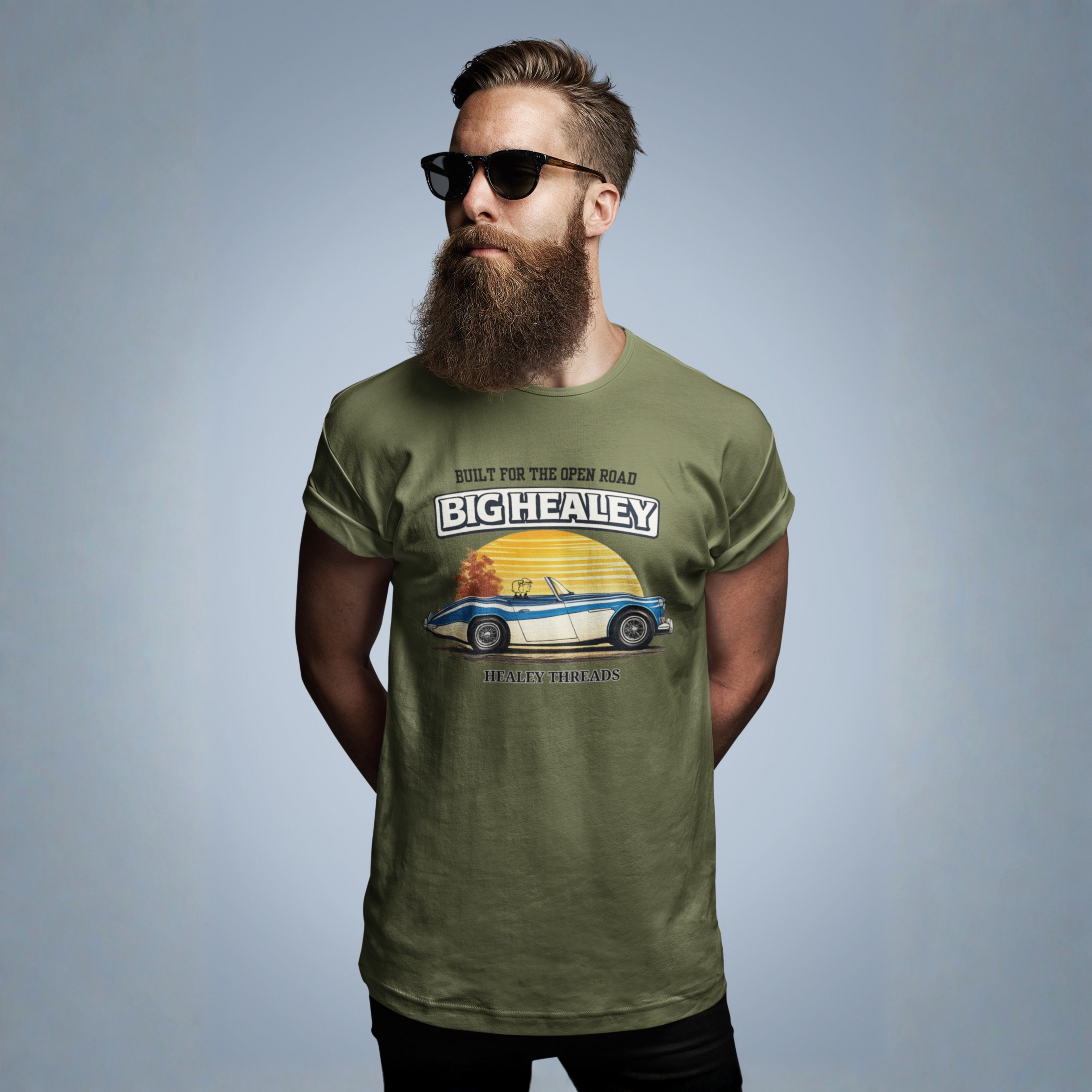 Big Healey T-Shirt — Retro Sunset Austin Healey Graphic Tee