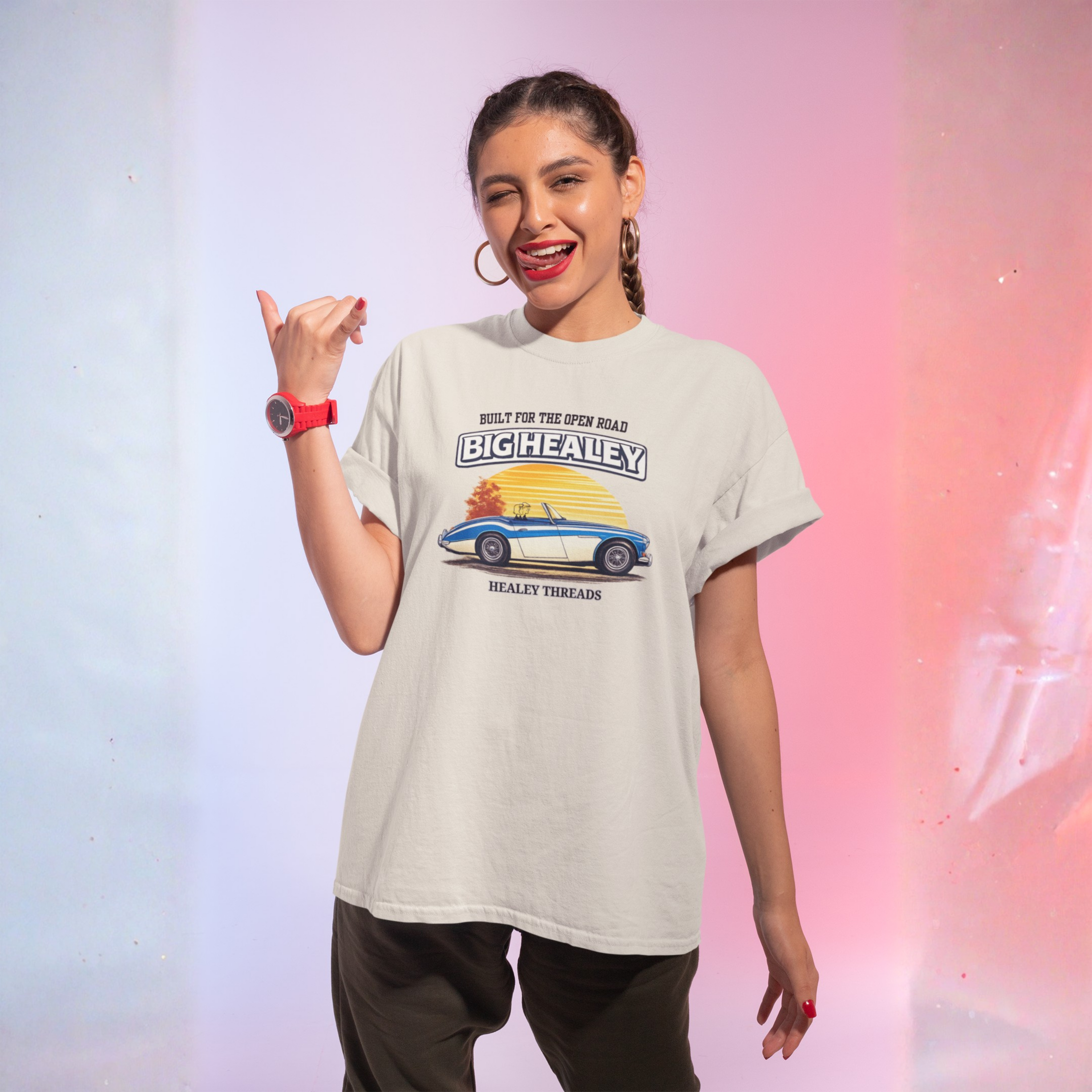 Big Healey T-Shirt — Retro Sunset Austin Healey Graphic Tee