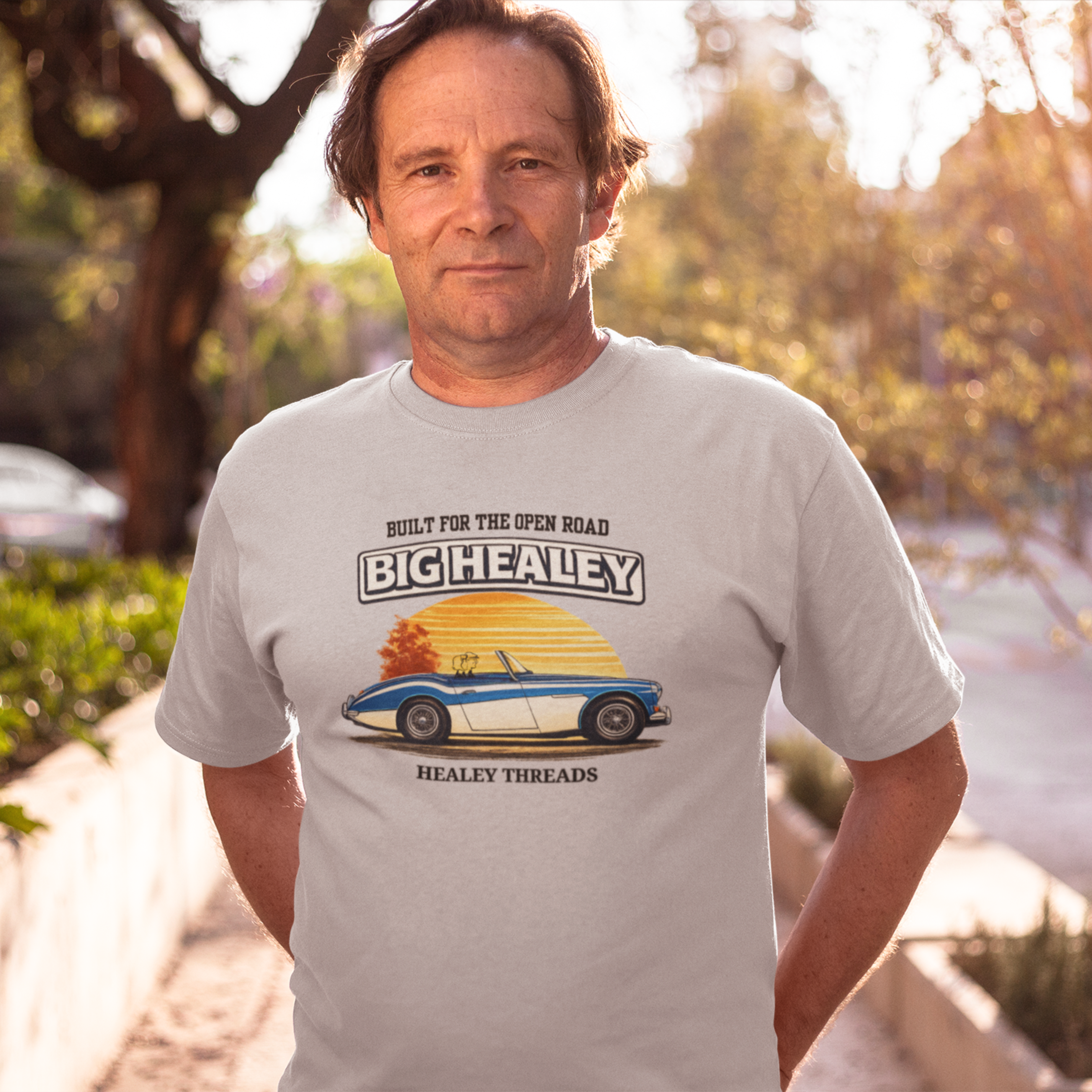 Big Healey T-Shirt — Retro Sunset Austin Healey Graphic Tee