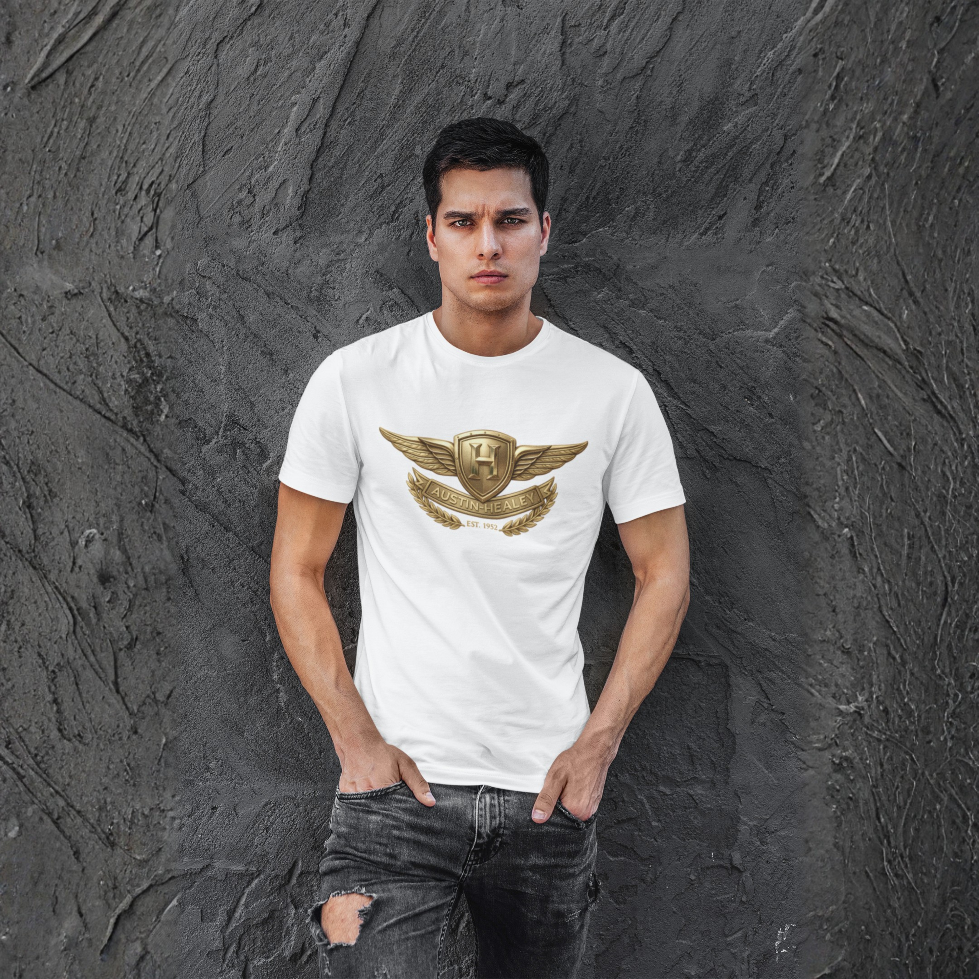 Austin-Healey Graphic Tee - Gold Crest Vintage Car Shirt