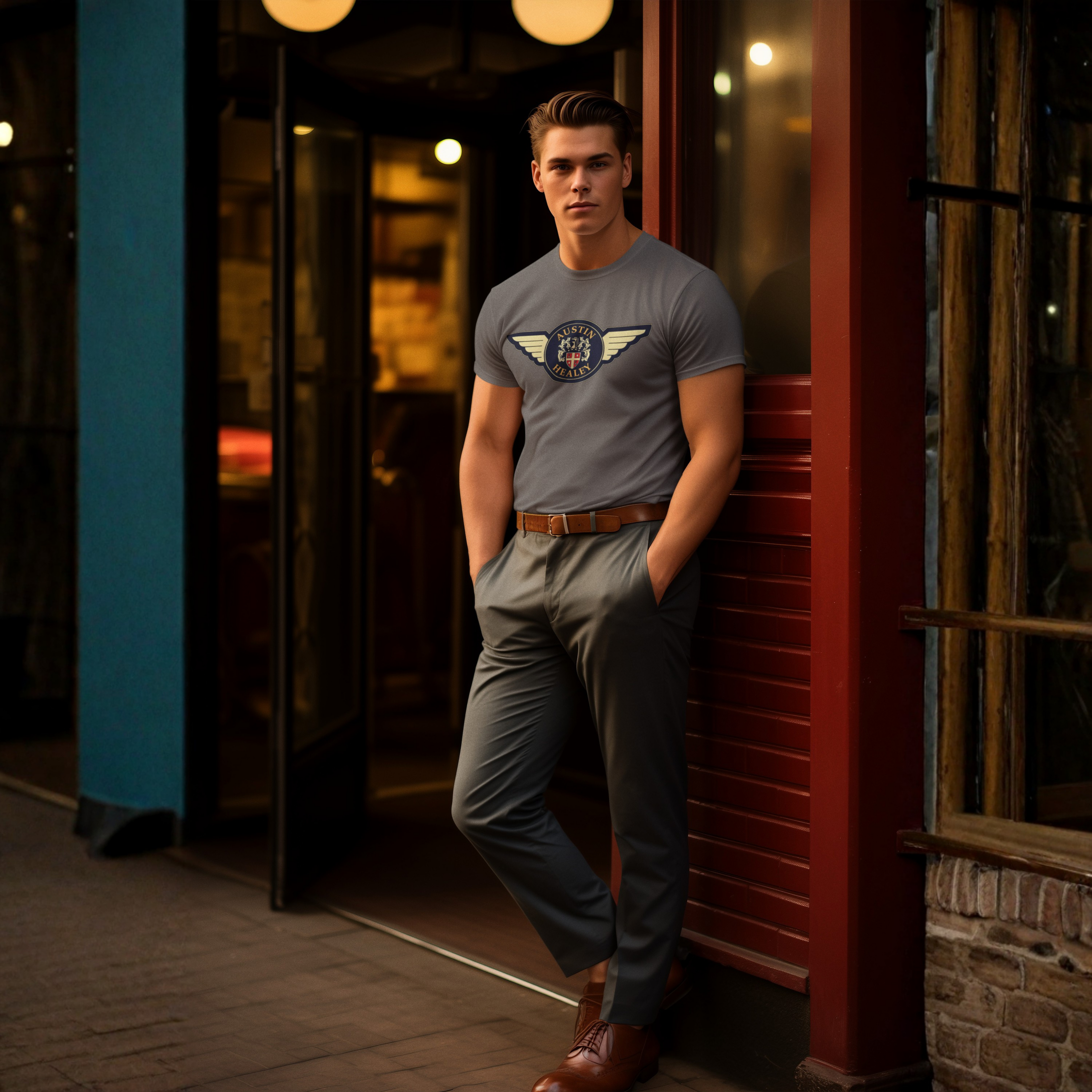Austin Healey Gift Tee - Winged Badge Graphic Shirt