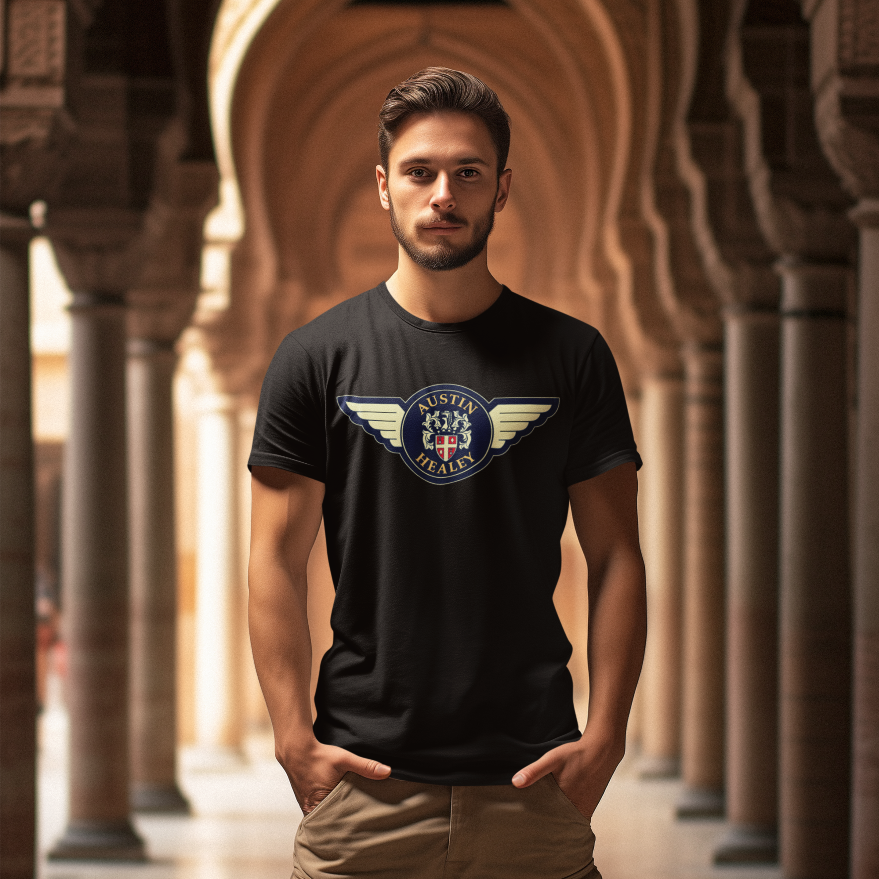 Austin Healey Gift Tee - Winged Badge Graphic Shirt