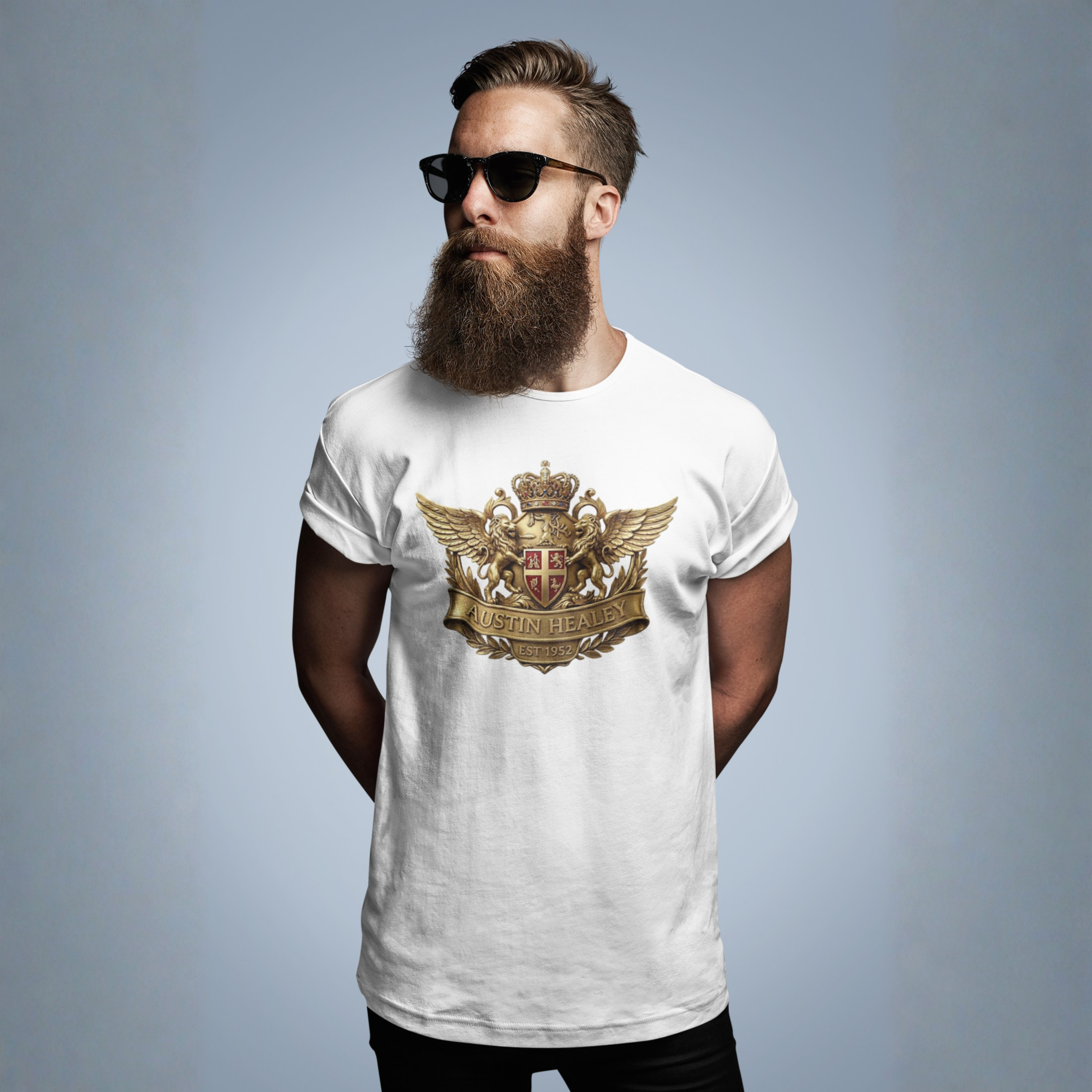Crowned Lion Crest Tee | Vintage Roadster Gift Shirt