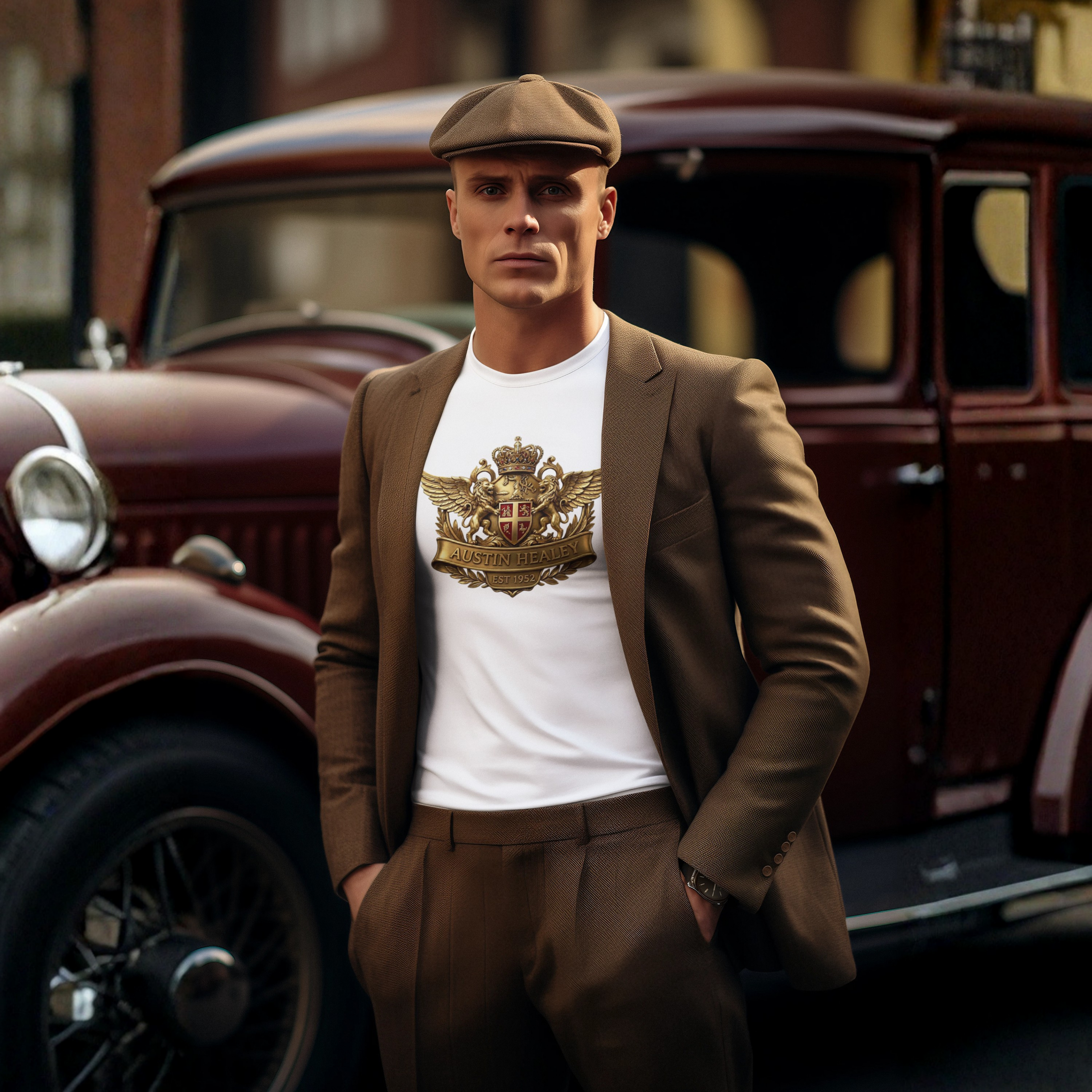 Crowned Lion Crest Tee | Vintage Roadster Gift Shirt