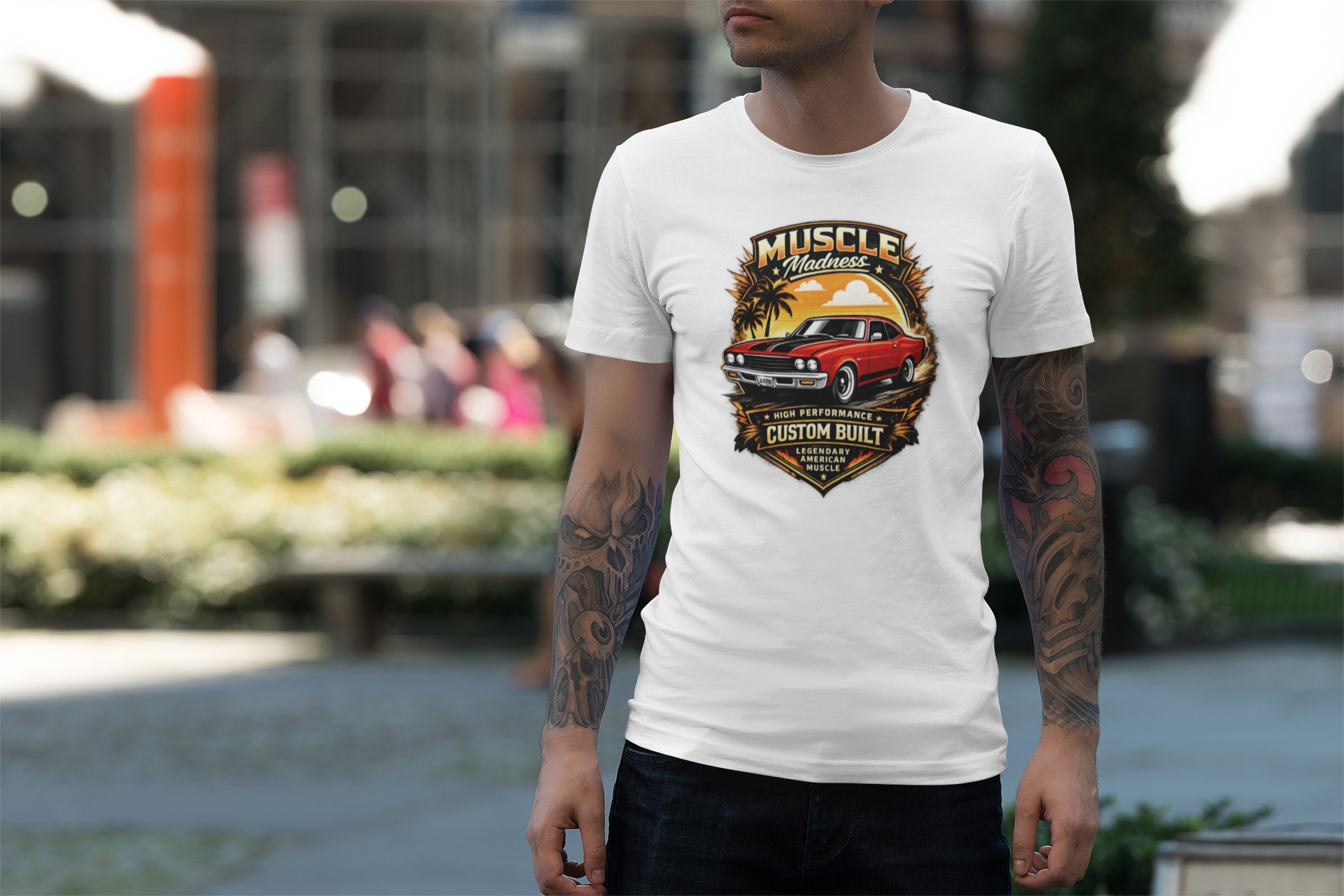 Vintage Chevy Muscle Car T Shirt – Retro Sunset Classic Tee