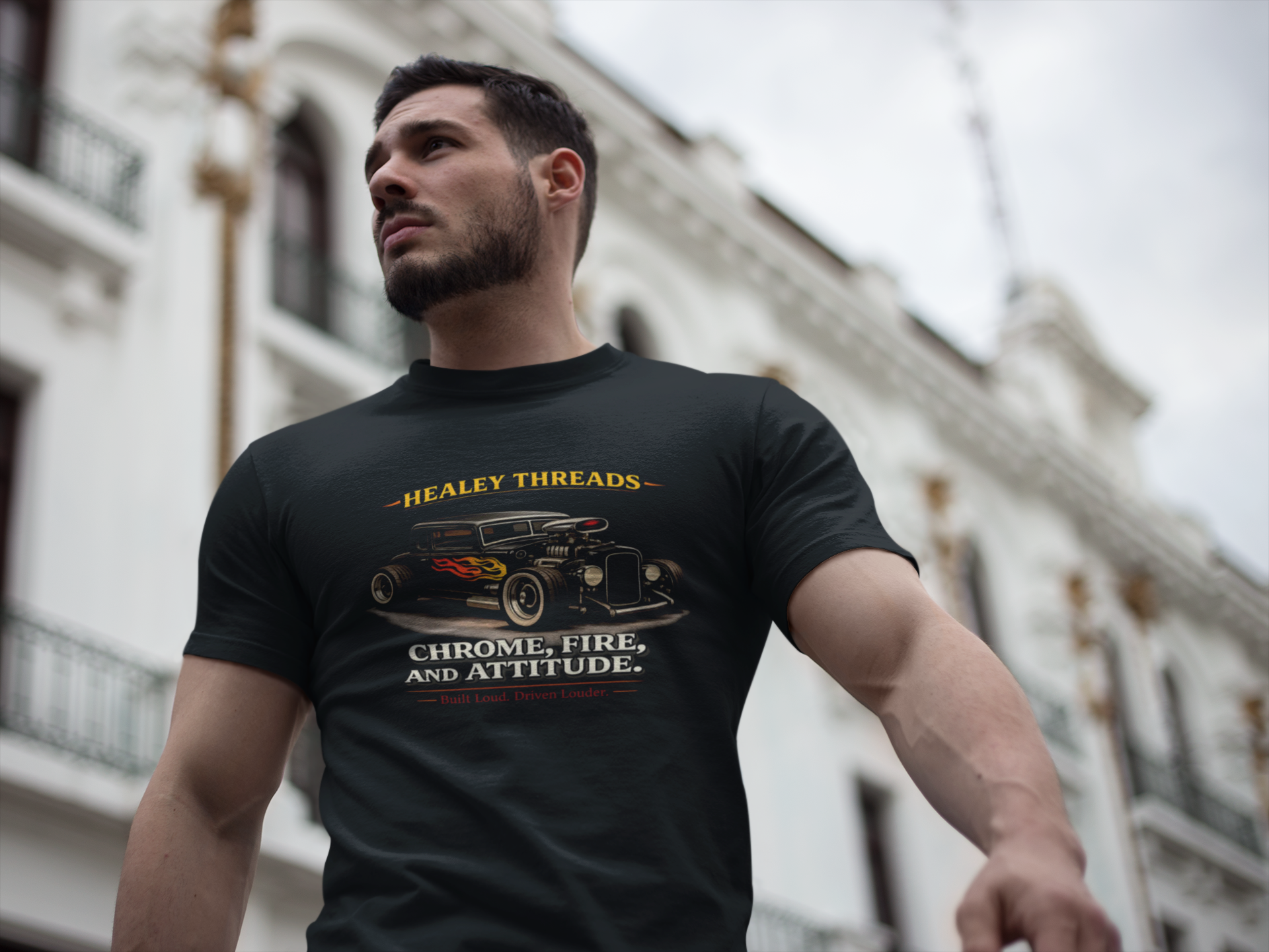 Chrome Fire Attitude Hot Rod Tee | Classic Car Gift Shirt