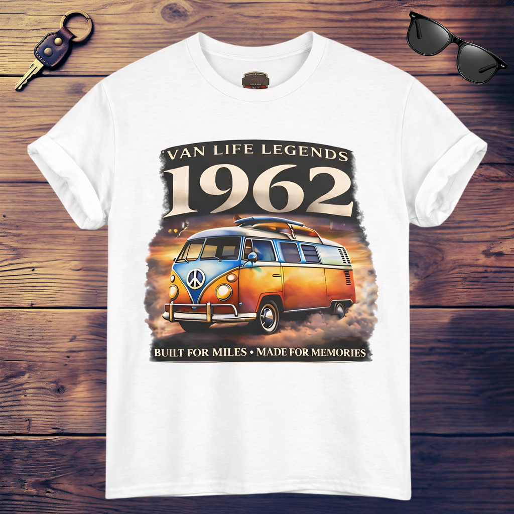 Vintage VW Camper Van T-Shirt - Van Life Legends 1962 Tee