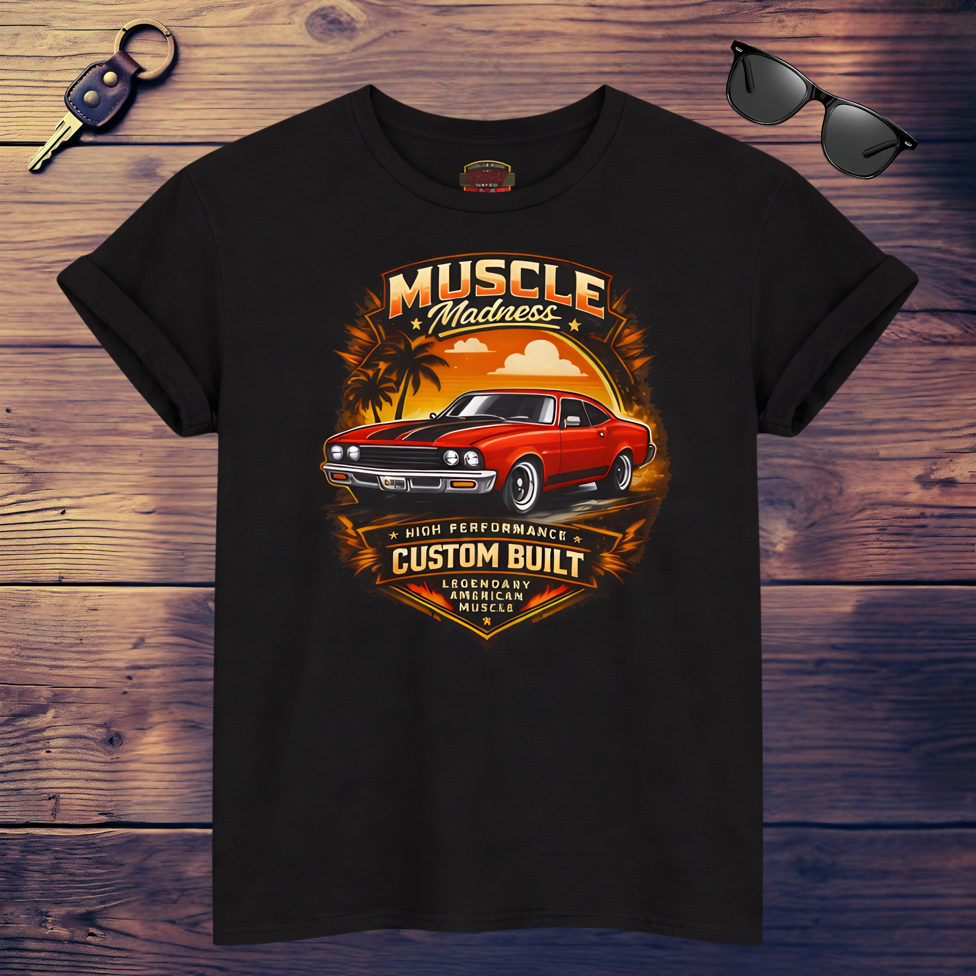 Vintage Chevy Muscle Car T Shirt – Retro Sunset Classic Tee