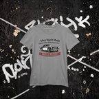 Sport gray t-shirt with a Healey graphic and text on a dark background with white abstract designs