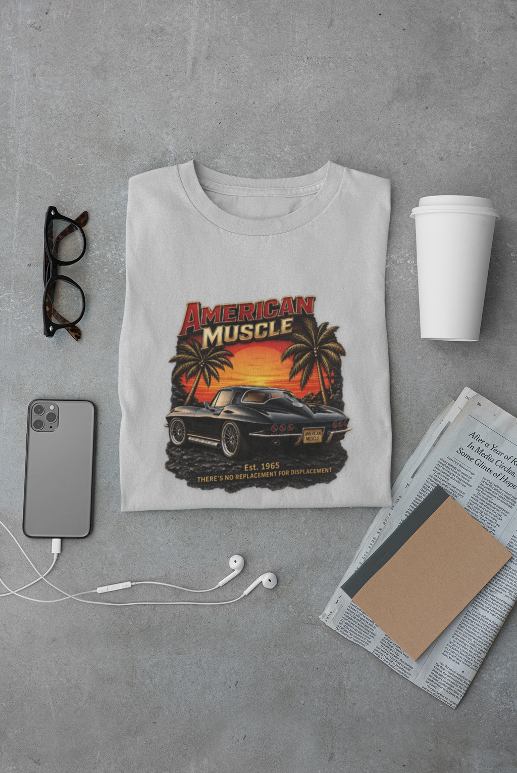 American Muscle T‑Shirt | Vintage Sunset Classic Car Tee