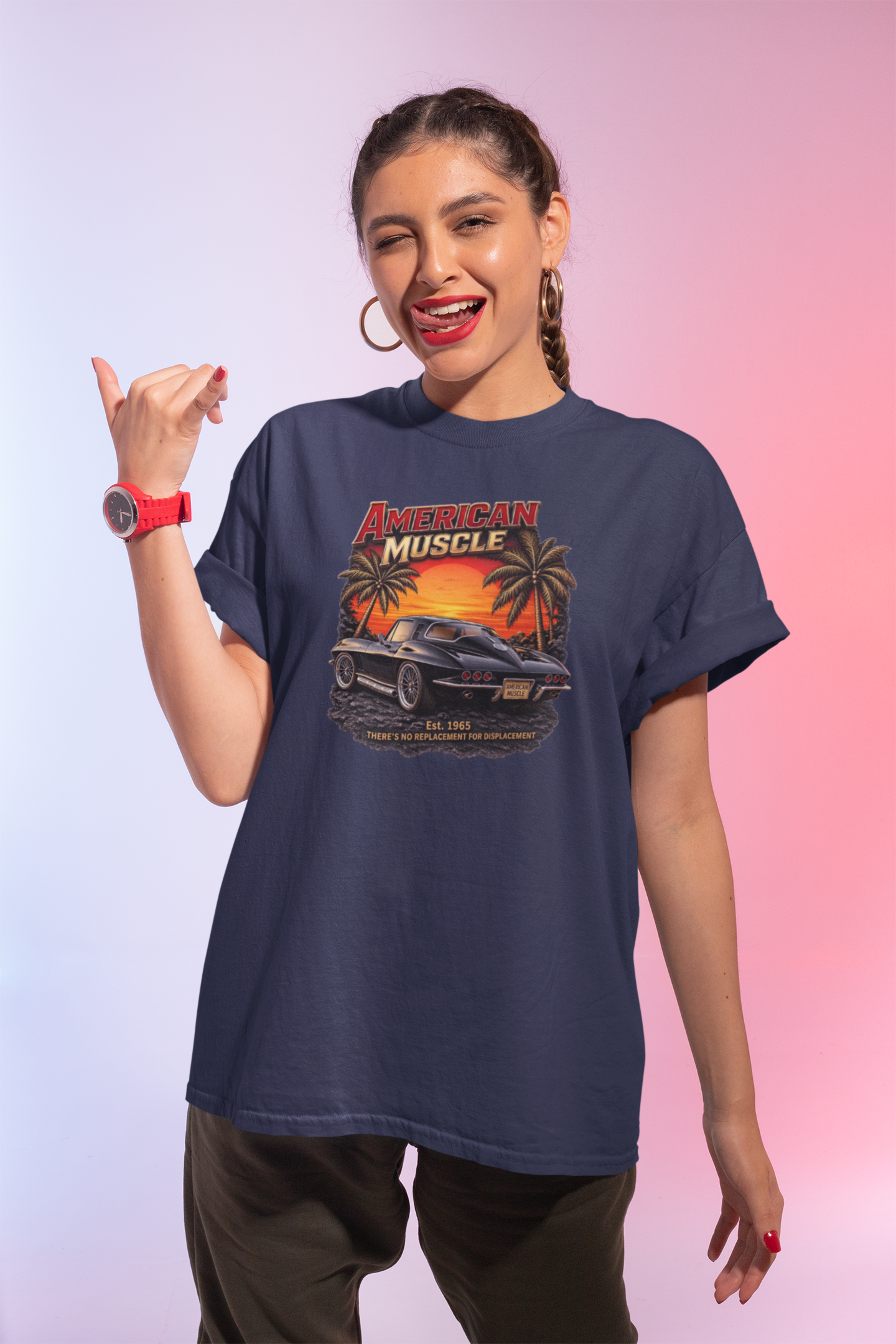 American Muscle T‑Shirt | Vintage Sunset Classic Car Tee