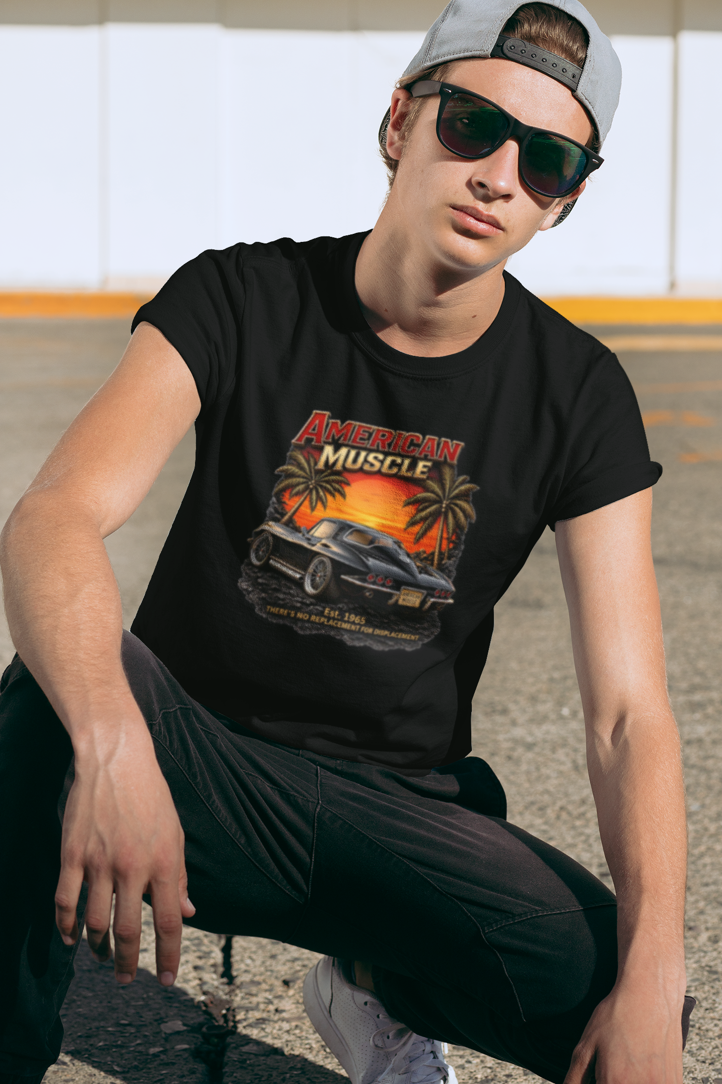 American Muscle T‑Shirt | Vintage Sunset Classic Car Tee