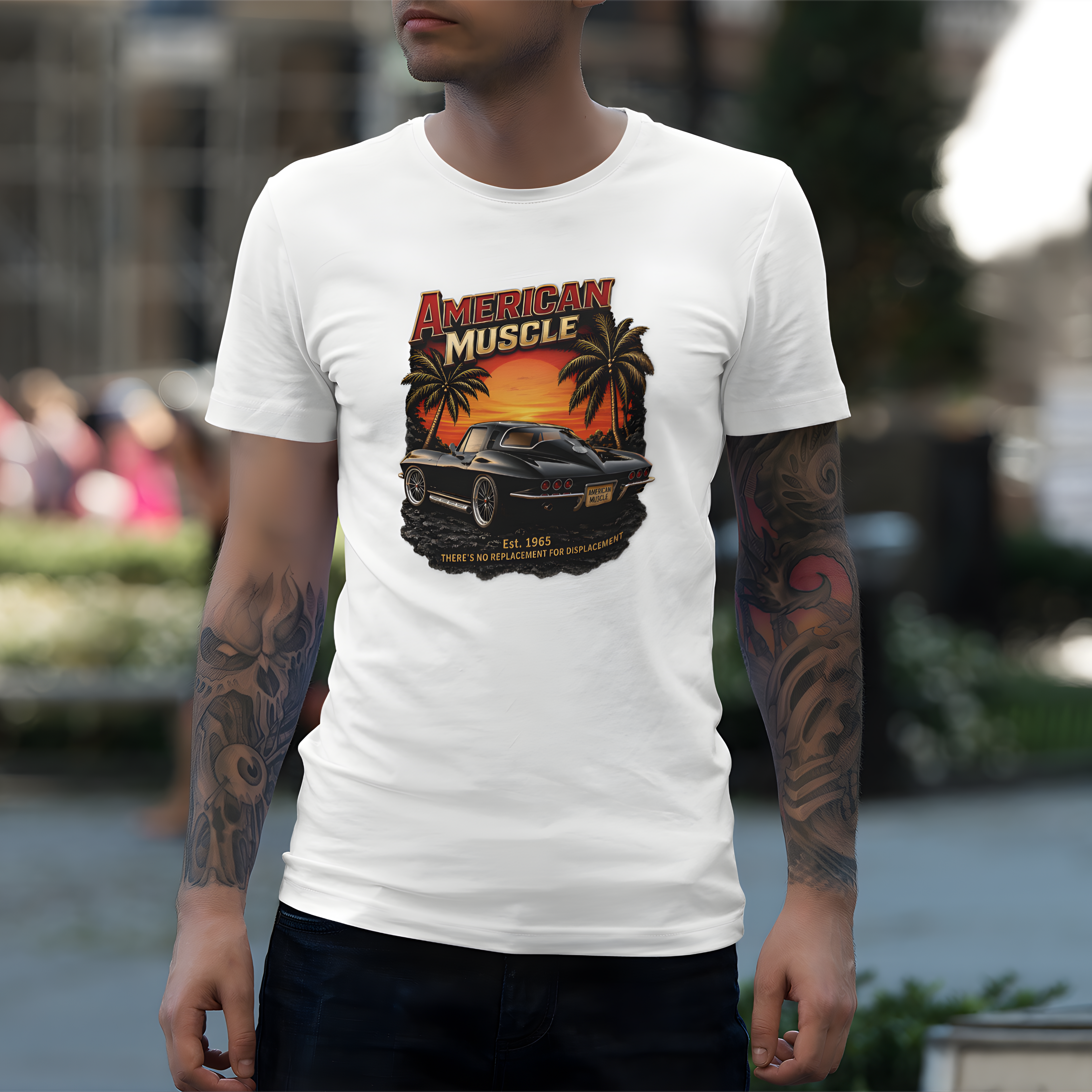 American Muscle T‑Shirt | Vintage Sunset Classic Car Tee
