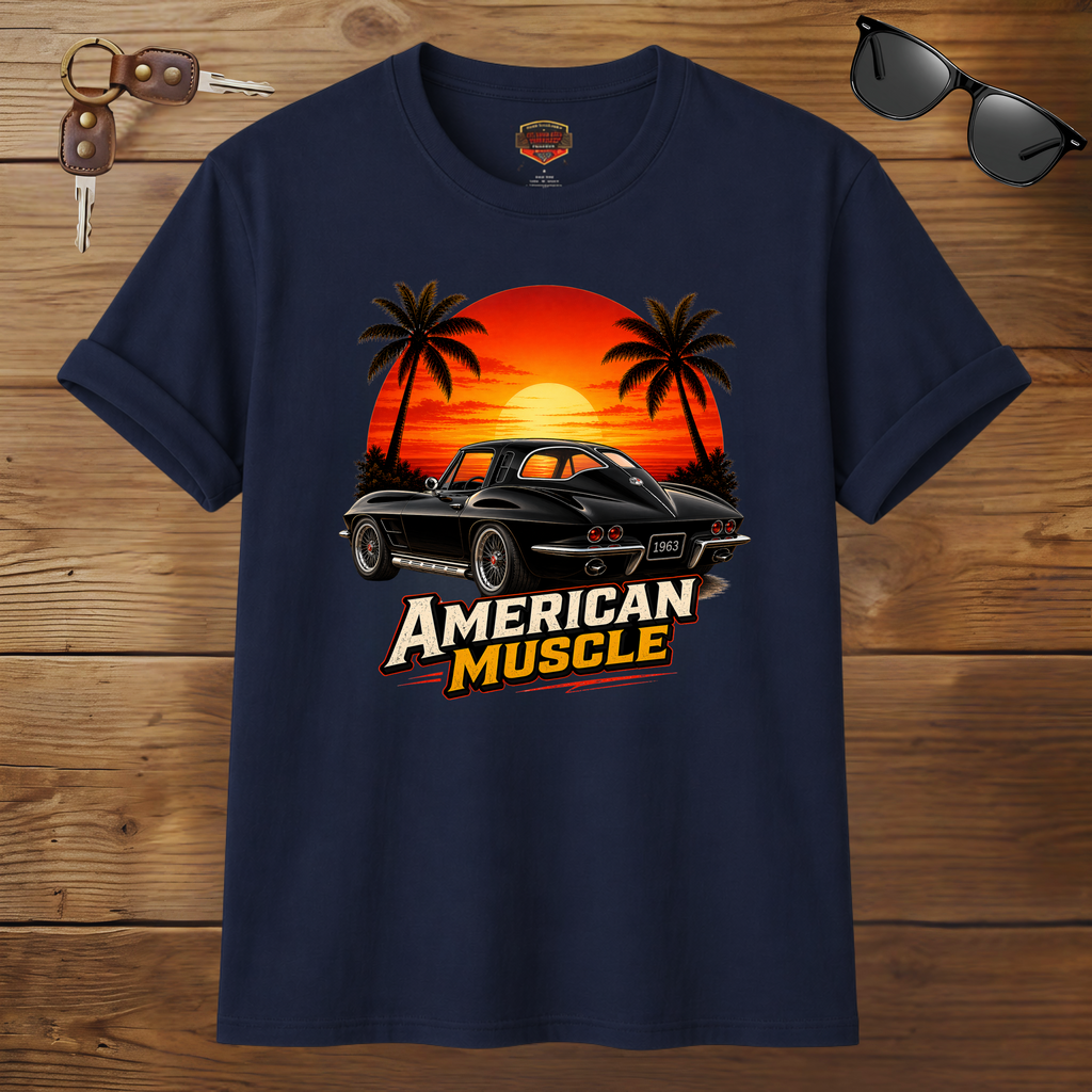 American Muscle Car Sunset Tee | Classic 1960s Retro Car