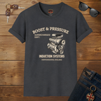 Boost & Pressure Engine T-Shirt — Vintage Car Mechanics Tee
