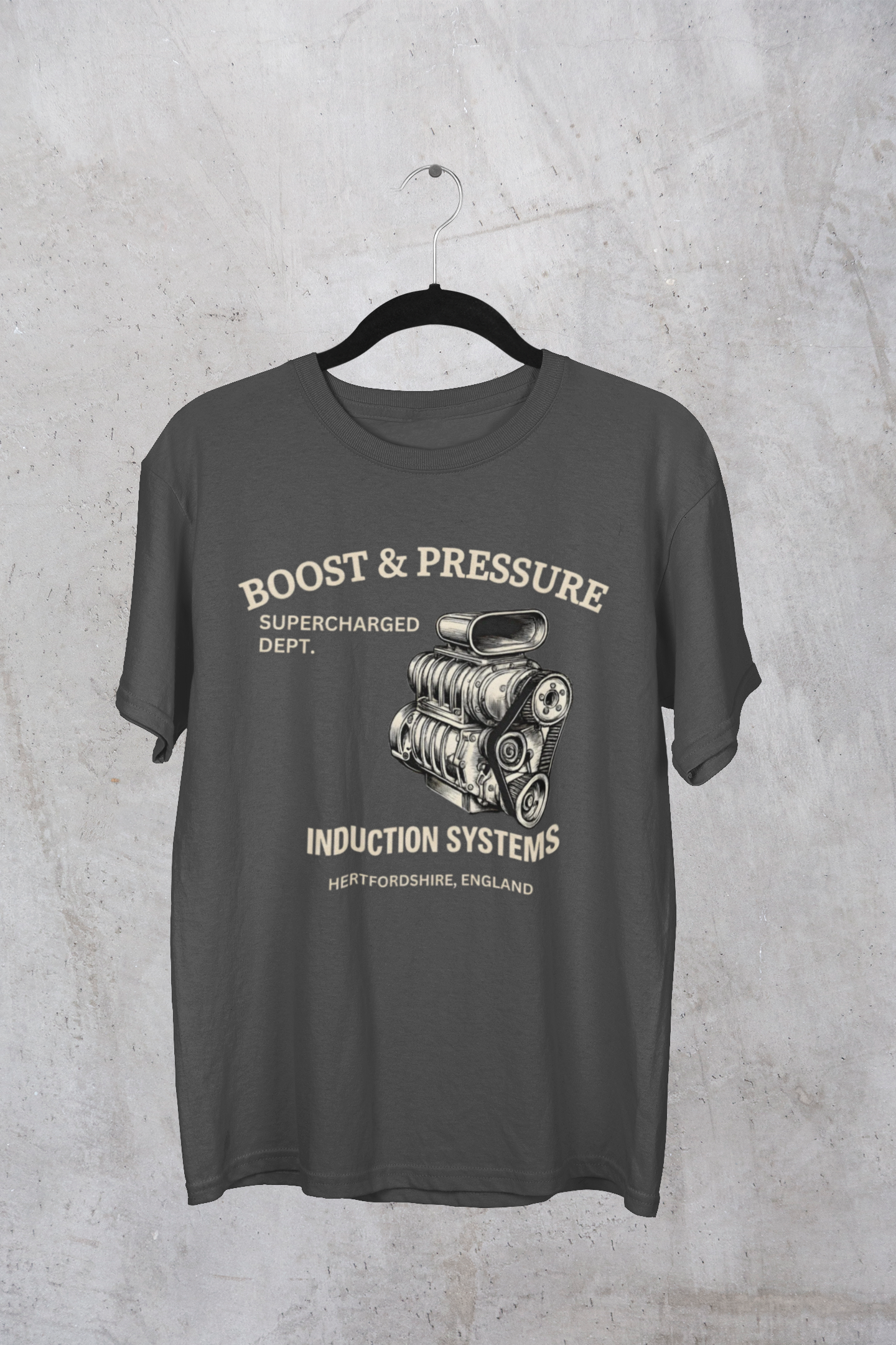 Boost & Pressure Engine T-Shirt — Vintage Car Mechanics Tee