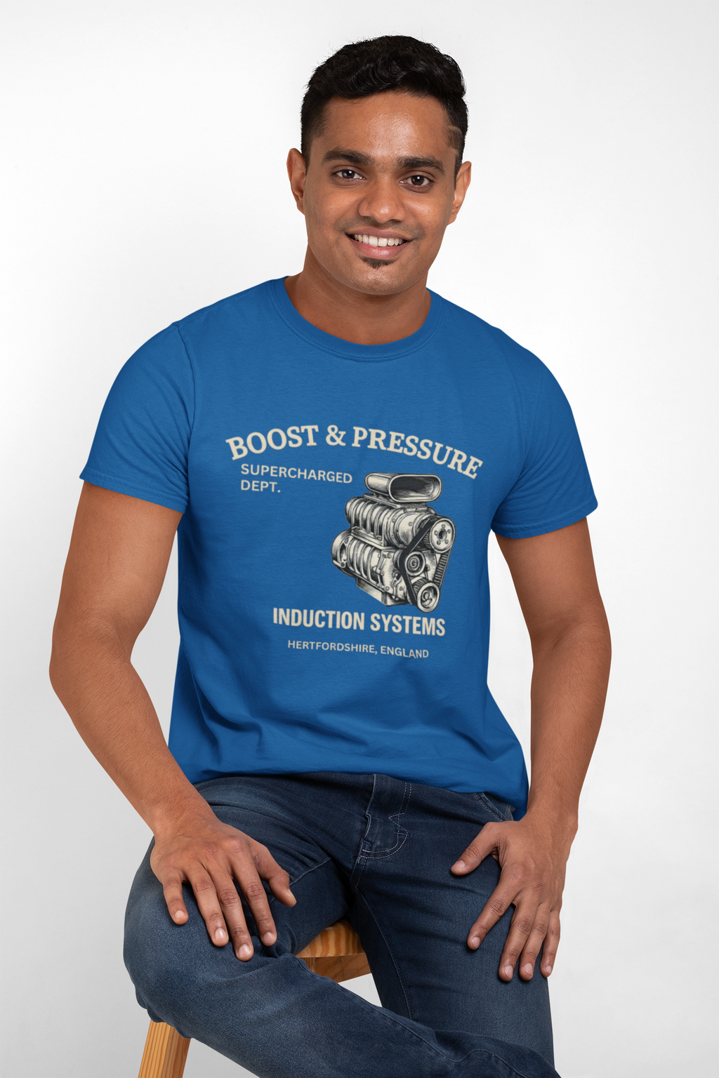 Boost & Pressure Engine T-Shirt — Vintage Car Mechanics Tee