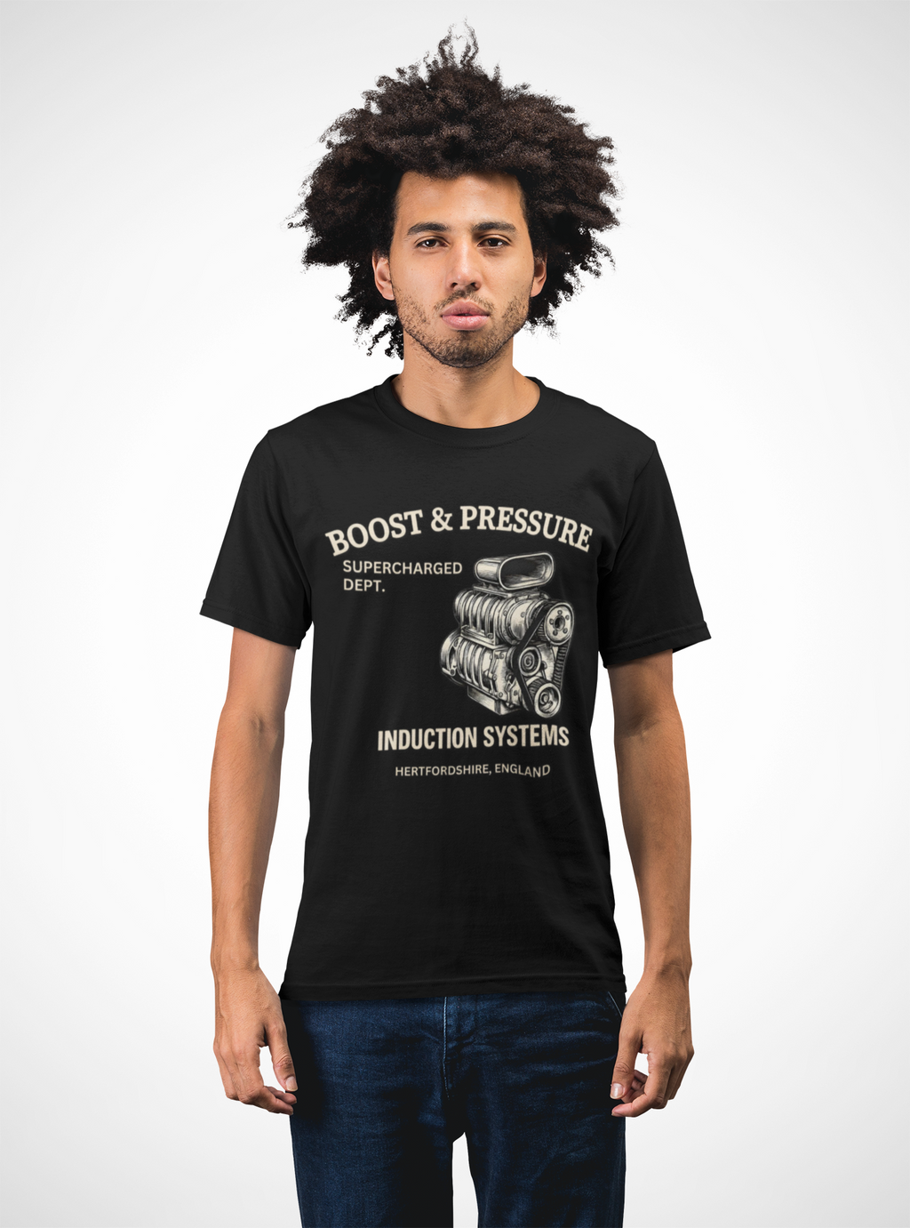 Boost & Pressure Engine T-Shirt — Vintage Car Mechanics Tee