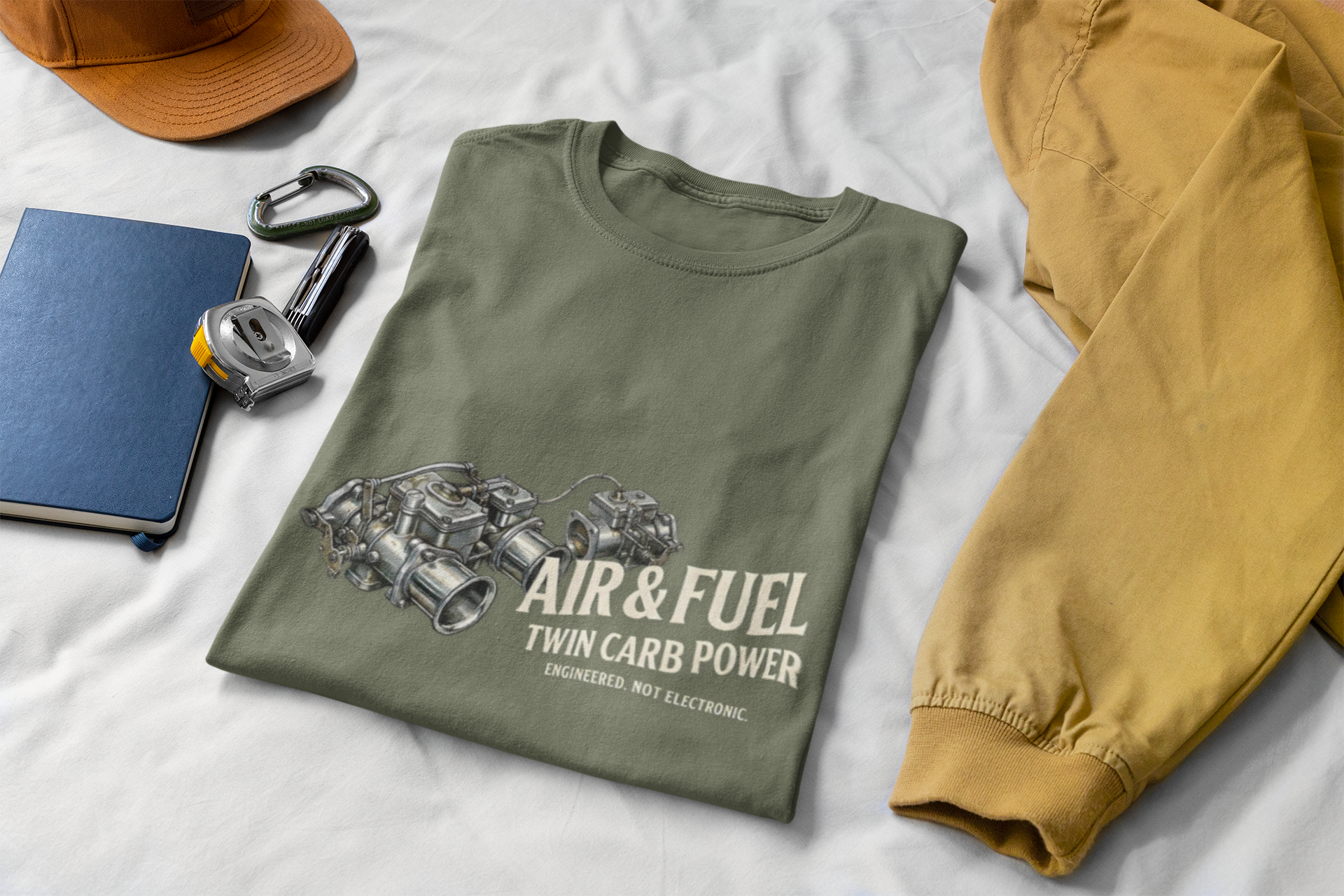 Air & Fuel Twin Carb Power T-Shirt - Engine Illustration Tee