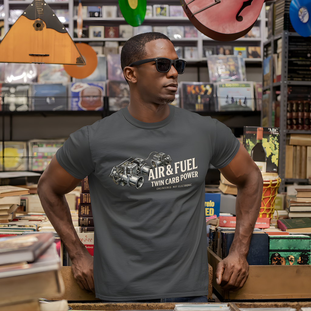 Air & Fuel Twin Carb Power T-Shirt - Engine Illustration Tee