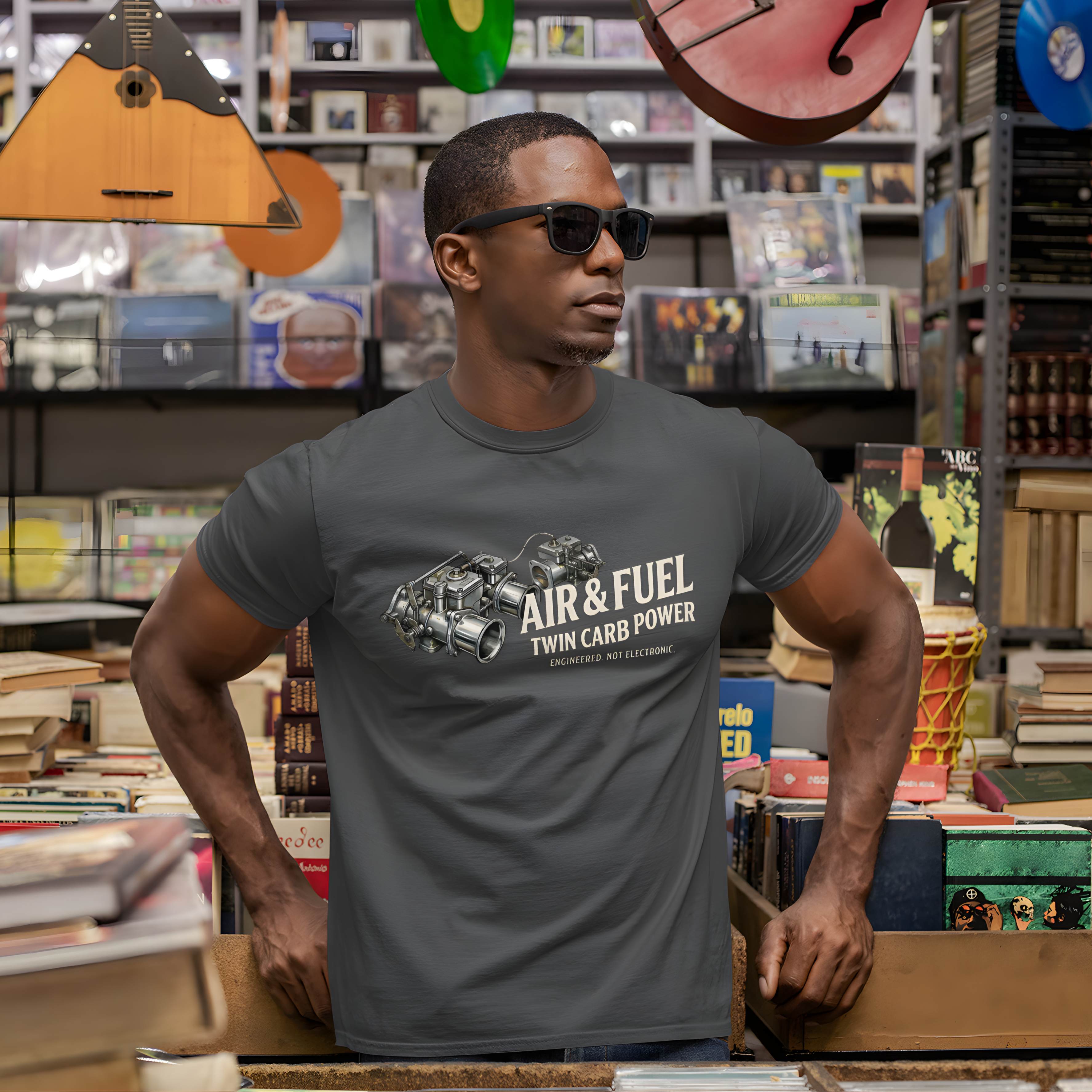 Air & Fuel Twin Carb Power T-Shirt - Engine Illustration Tee