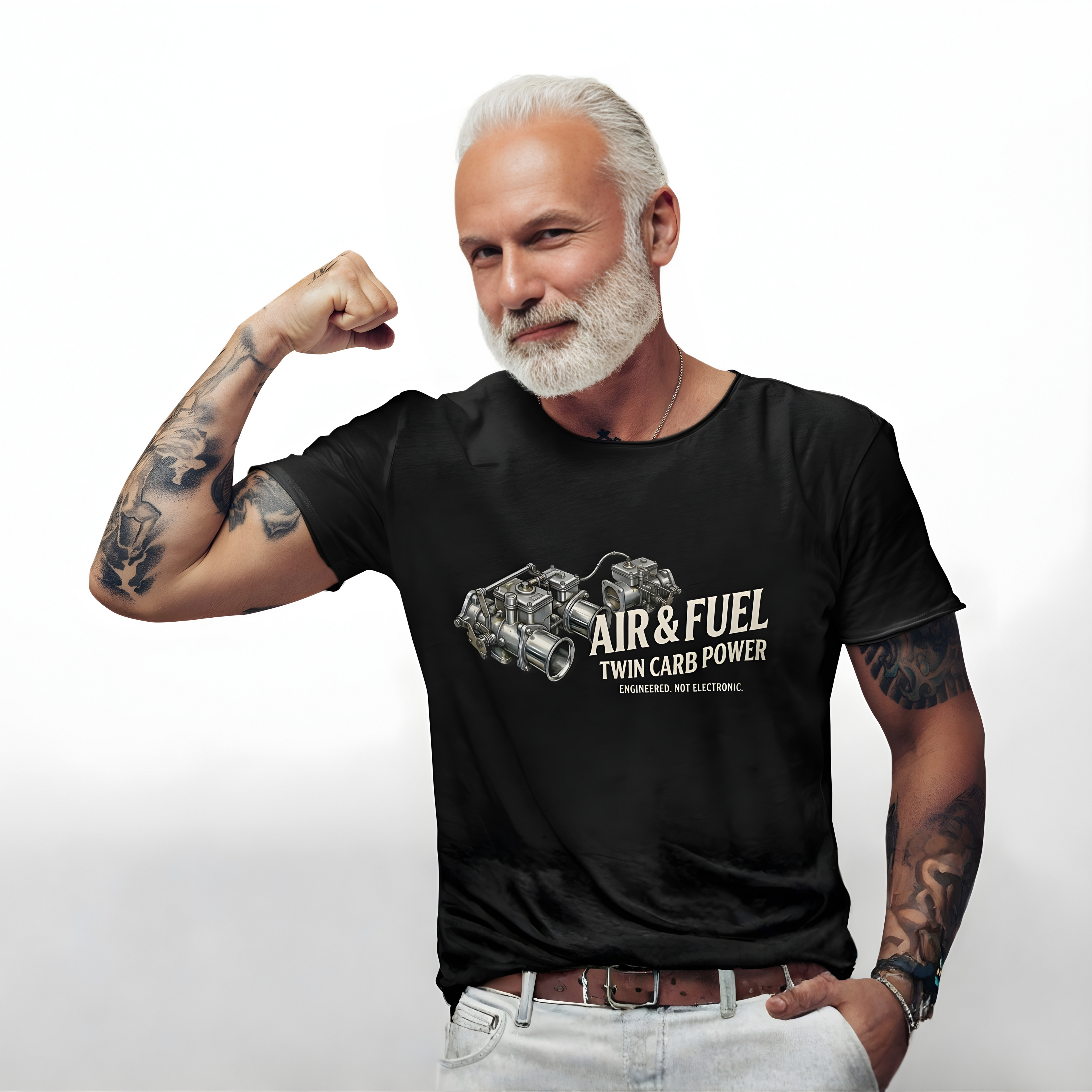 Air & Fuel Twin Carb Power T-Shirt - Engine Illustration Tee