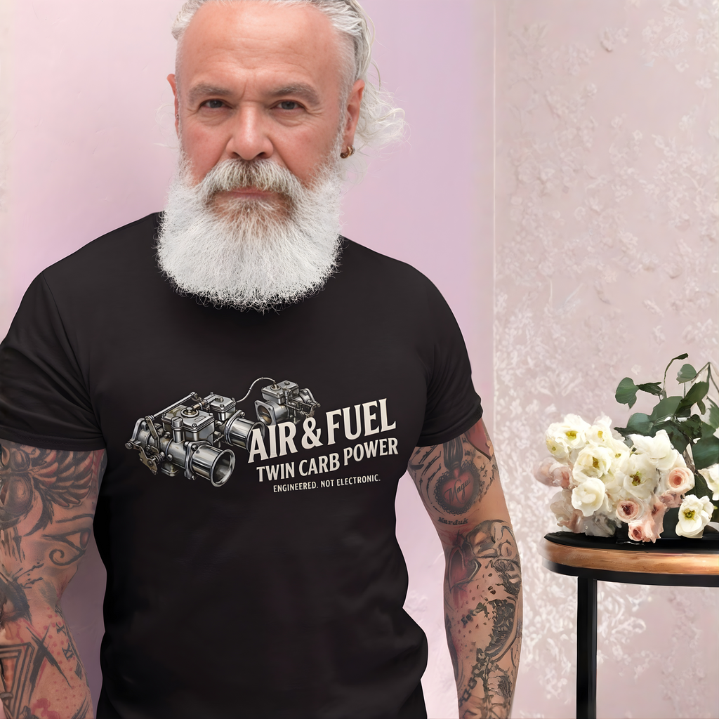 Air & Fuel Twin Carb Power T-Shirt - Engine Illustration Tee
