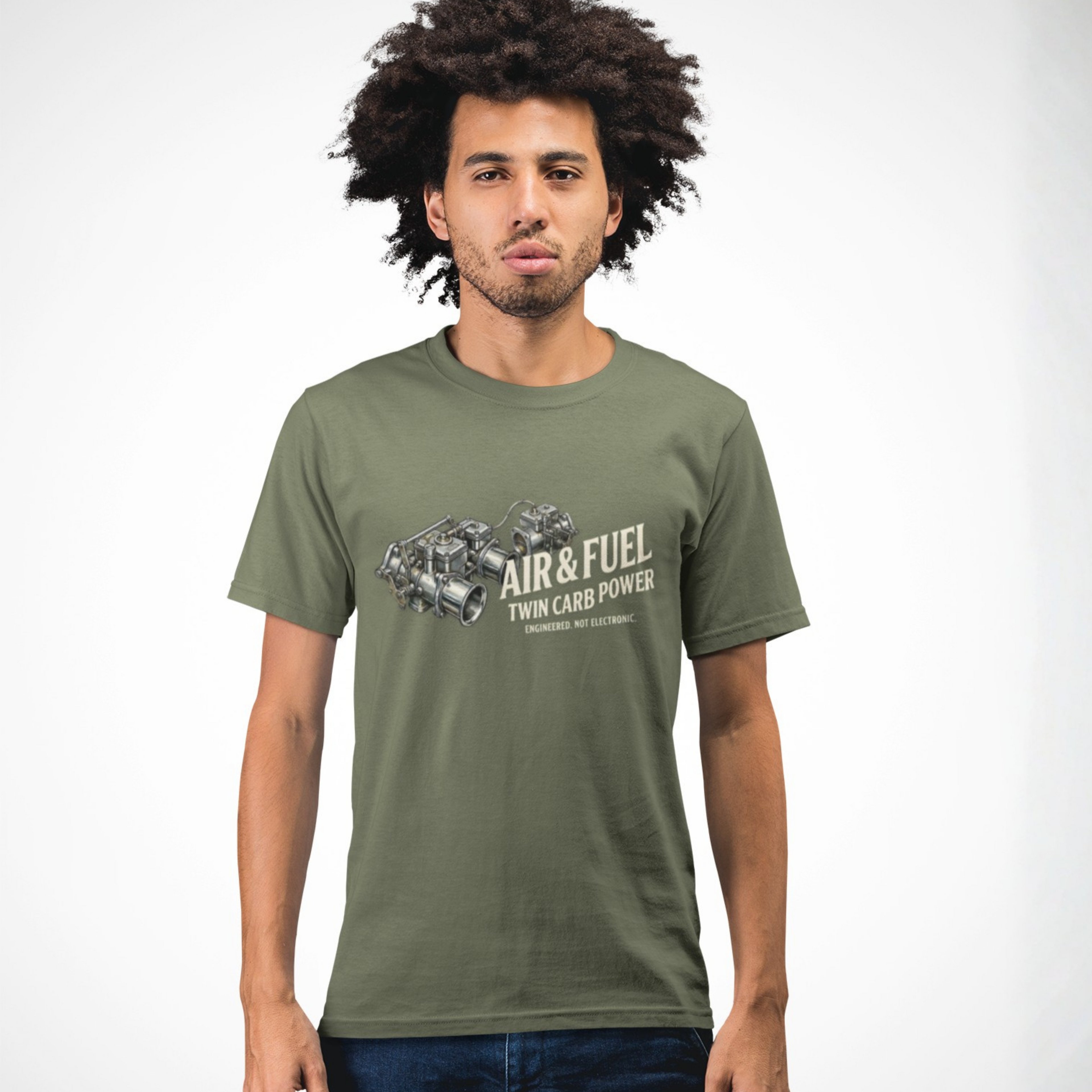 Air & Fuel Twin Carb Power T-Shirt - Engine Illustration Tee