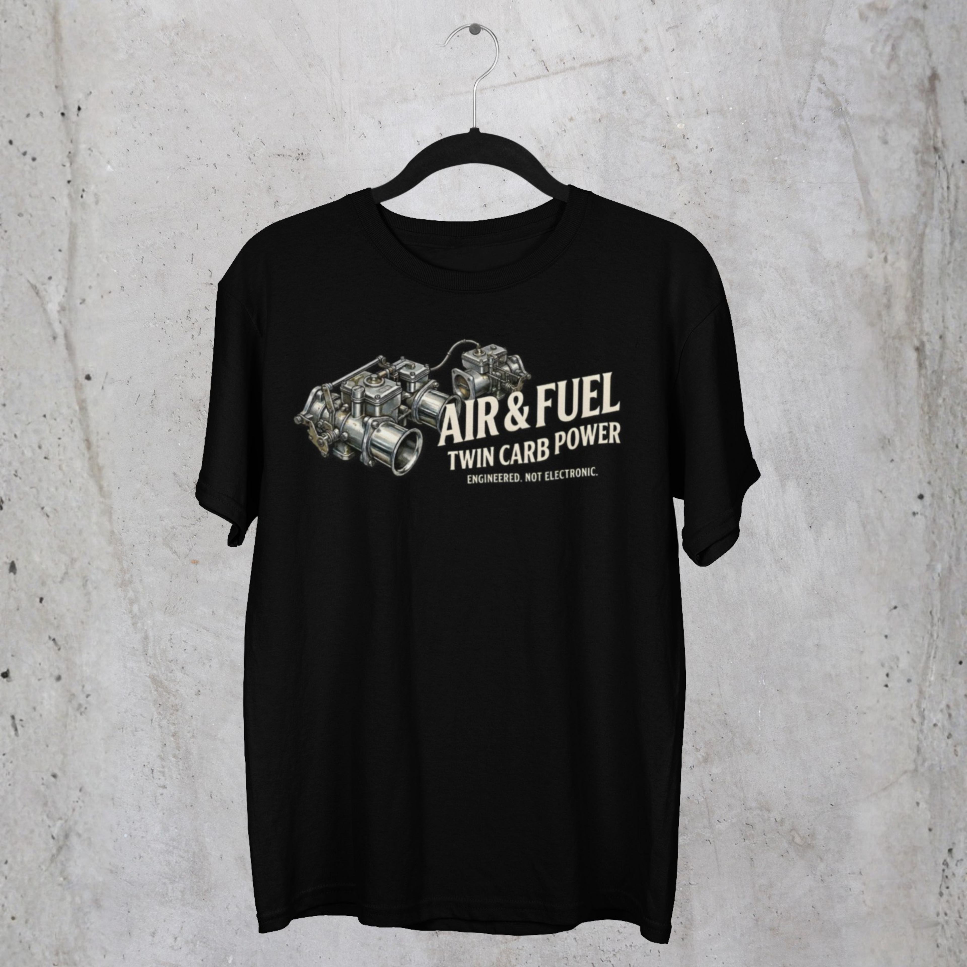 Air & Fuel Twin Carb Power T-Shirt - Engine Illustration Tee